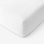 BATON ROUGE Drap housse 100%gaze de coton lavé blanc pur. Coloris disponibles : Blanc