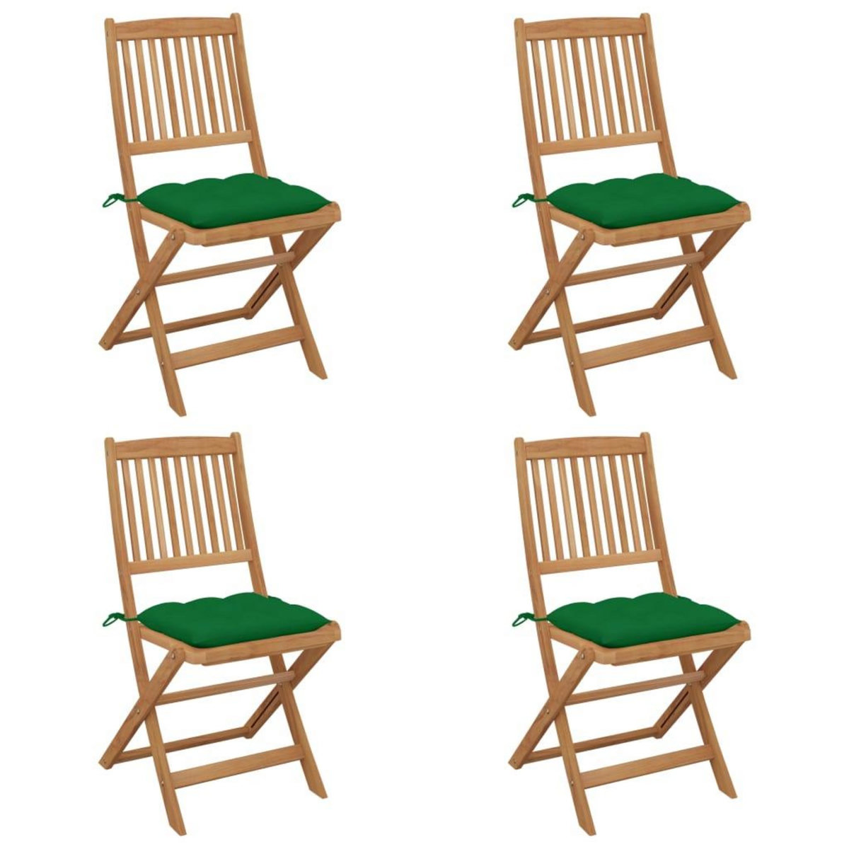 VIDAXL Chaises pliables de jardin lot de 4 avec coussins Bois d'acacia