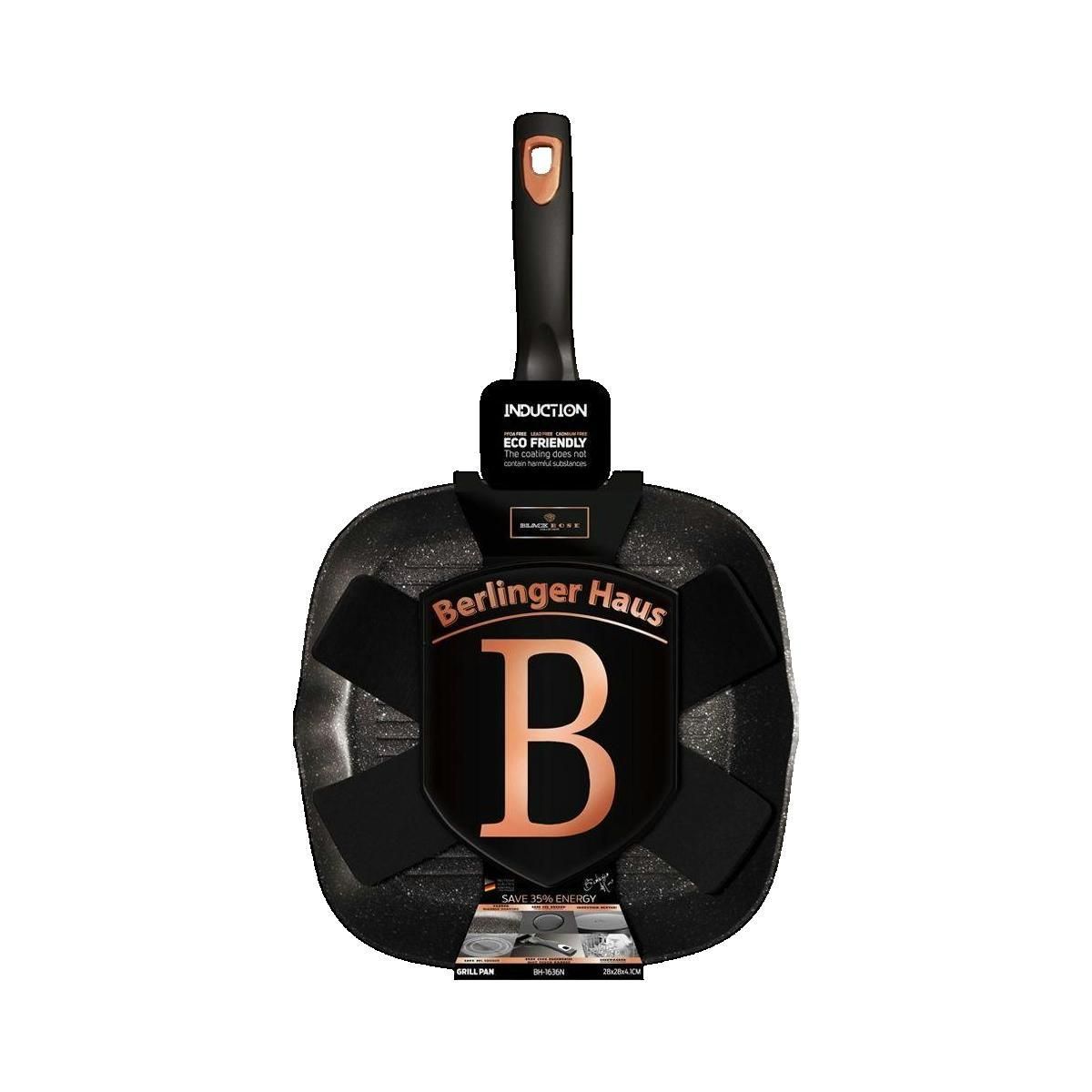BERLINGER HAUS Poêle Berlinger-Haus Série Black Rose 28 cm Noir avec revêtement granit triple couche