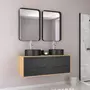 Aurlane Meuble de salle de bain caisson + 2 vasques rondes + 2 miroirs - UBY 120cm