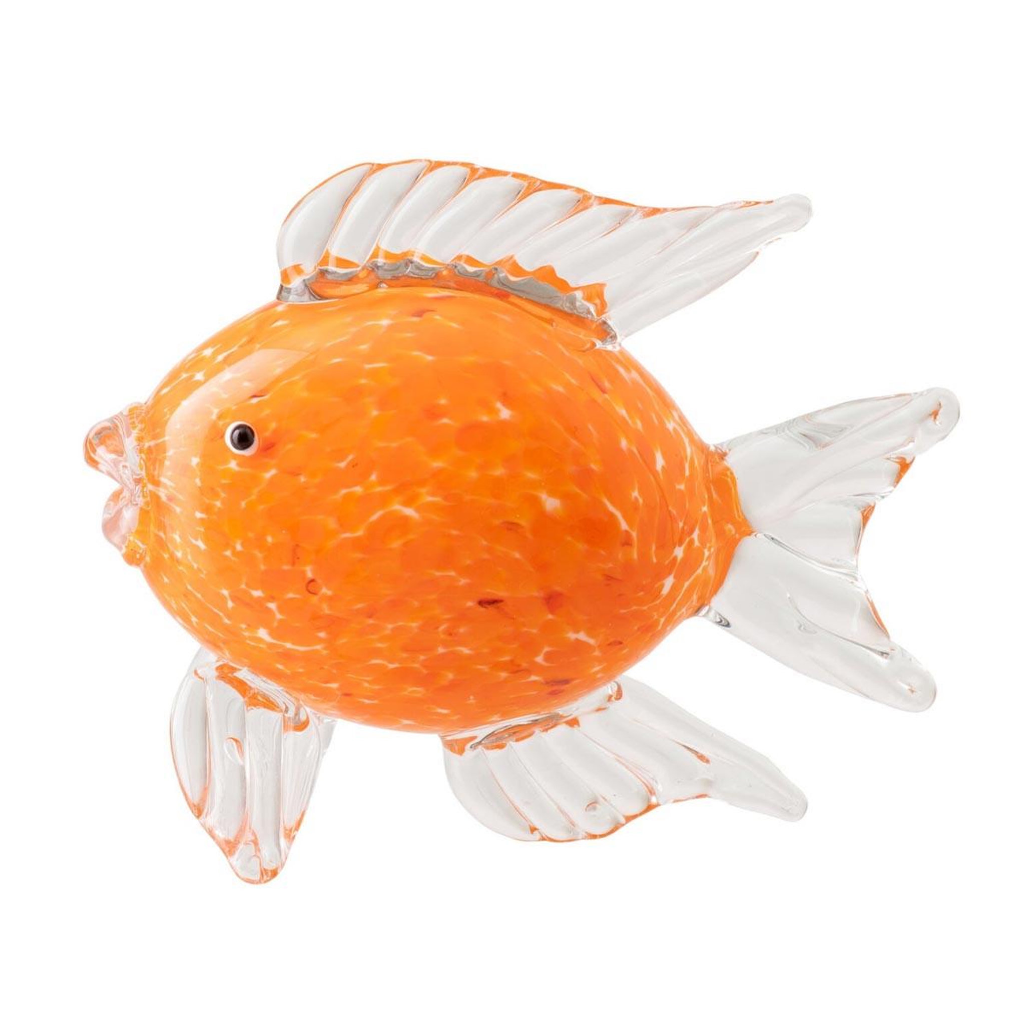 J-LINE Presse-papier poisson en verre  tropical  17cm orange