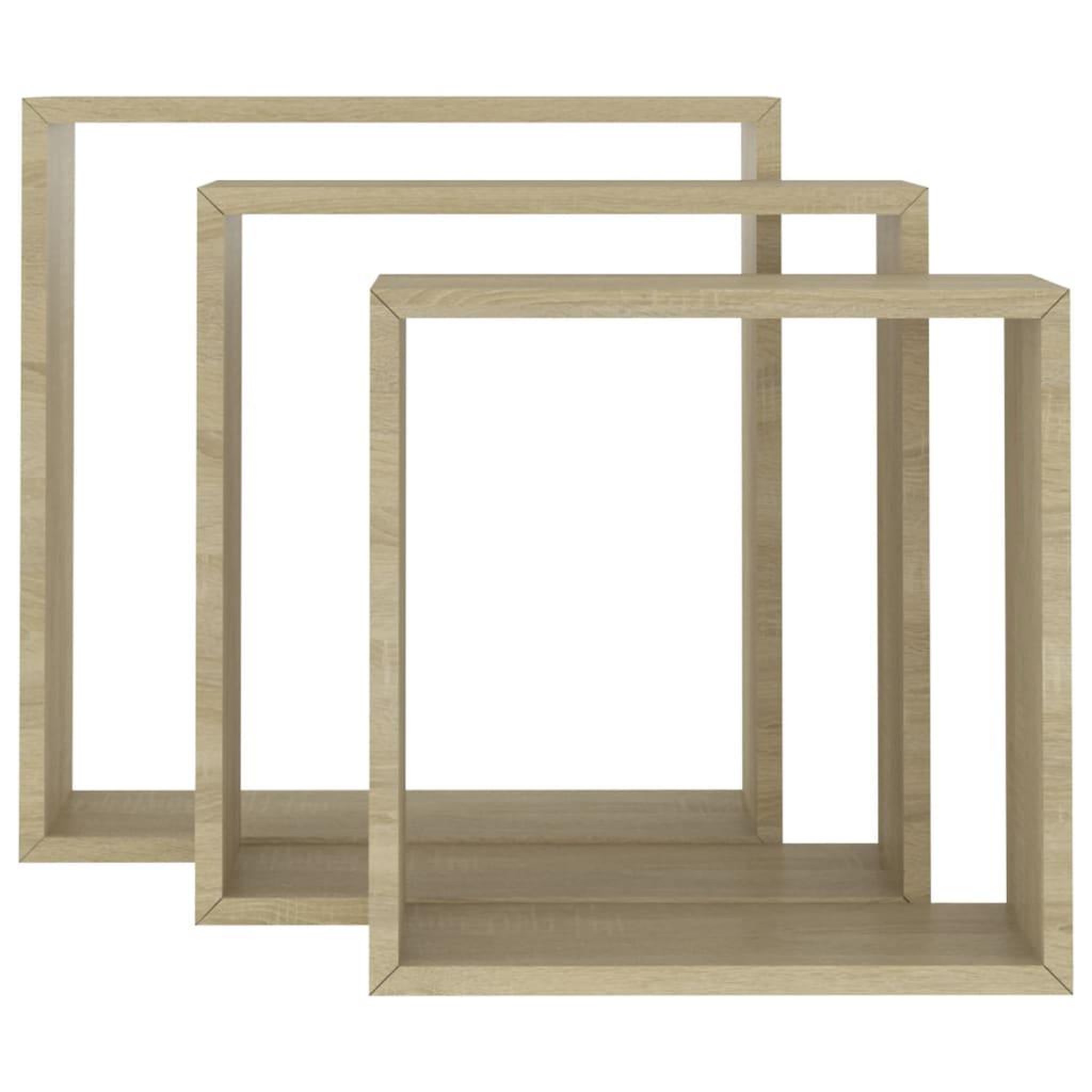 Voir la diapositive 4 : VIDAXL Etageres murales sous forme de cube 3 pcs Chene sonoma