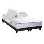 IDLITERIE Ensemble Matelas Ressort 7 zones + Mémoire de forme + Sommier + couette + oreillers BELLAGIO Fabriqué en France. Coloris disponibles : Noir
