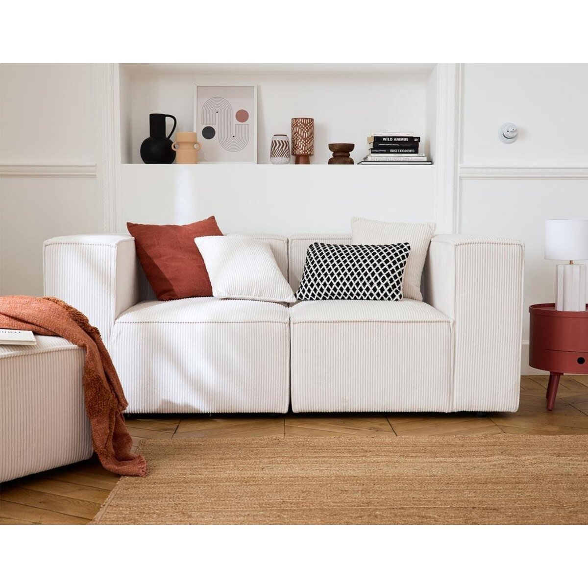 LISA DESIGN Arty - module d'assise droit - en velours côtelé