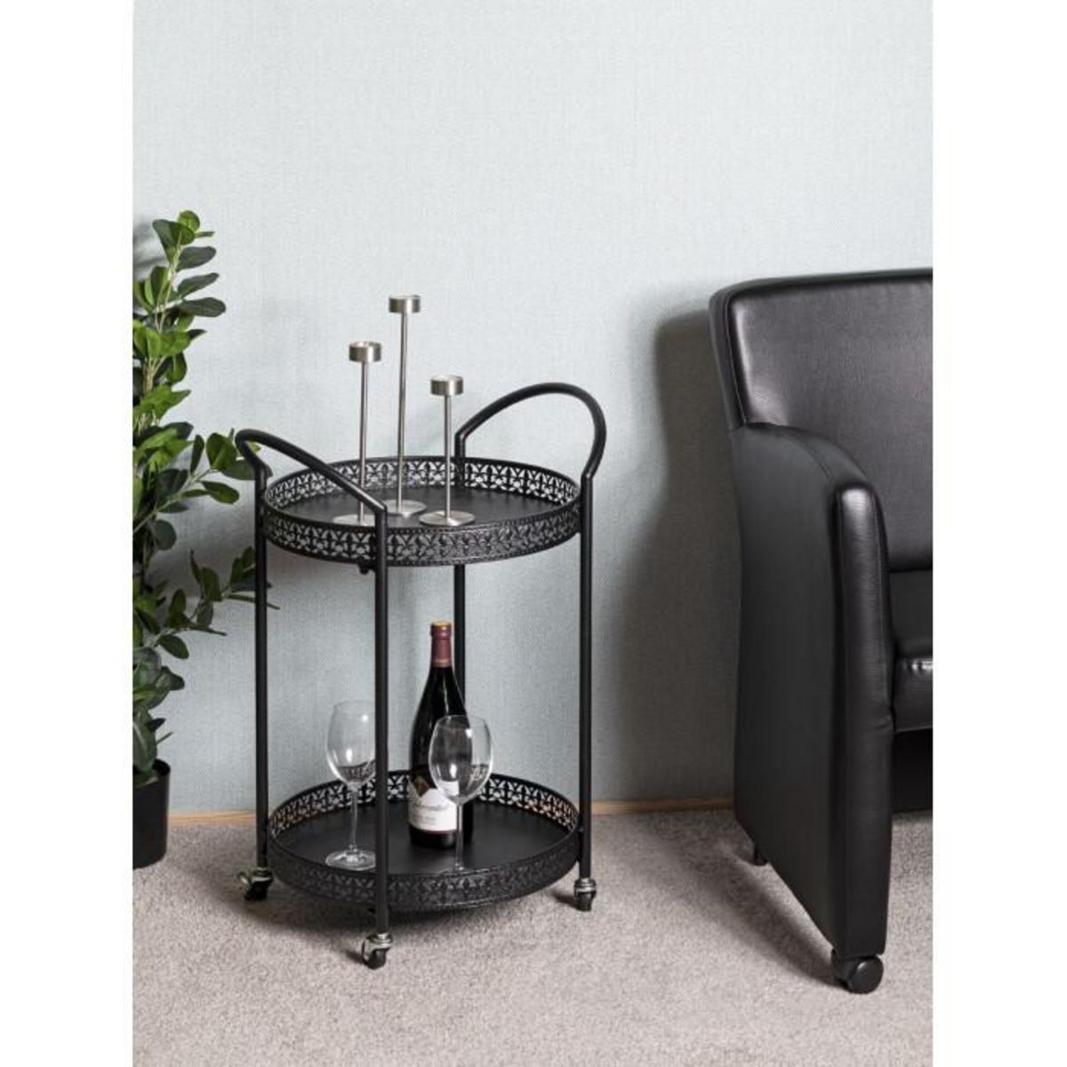 Paris Prix Desserte de Cuisine Design  Loniba  71cm Noir