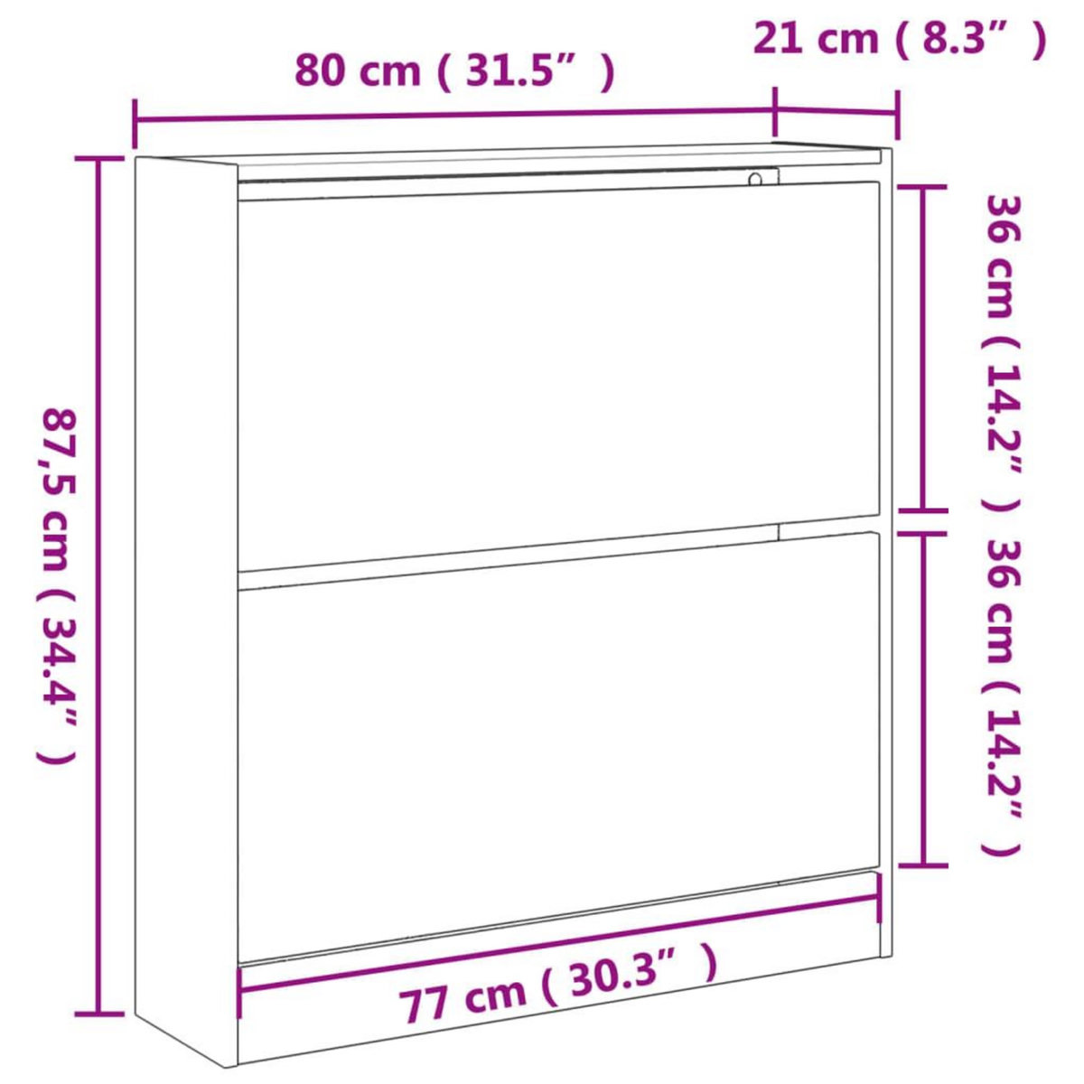 VIDAXL Armoire a chaussures noir 80x21x87,5 cm bois d'ingenierie