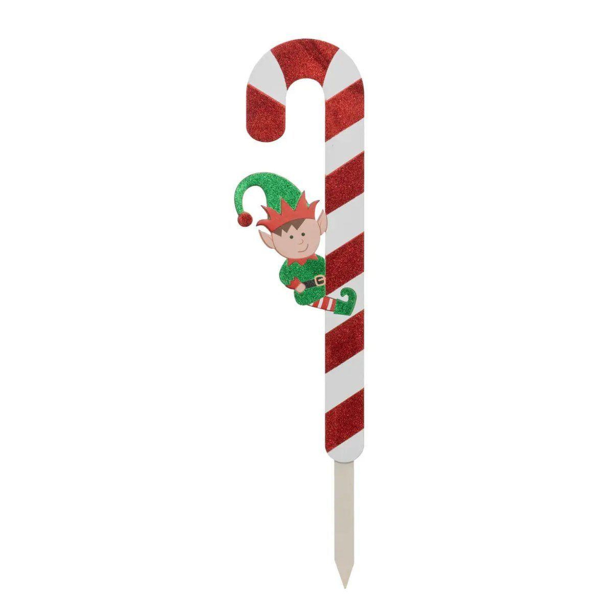 ATMOSPHERA Déco de noël pancarte  sucre orge & lutin  70cm rouge
