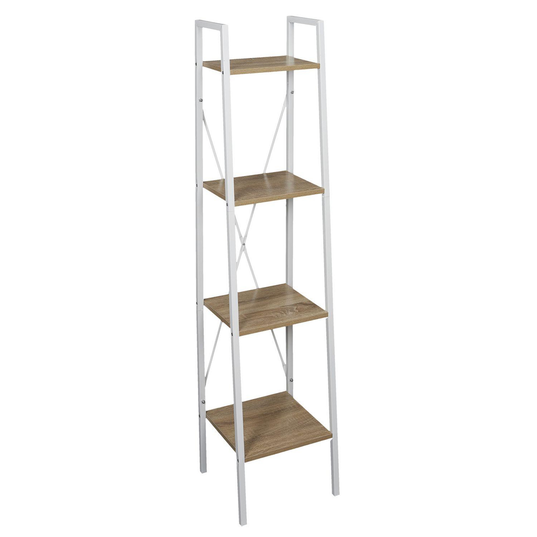 The Home Deco Factory Etagère à 4 planches en bois et métal - l. 34 x h. 148 cm. - blanc