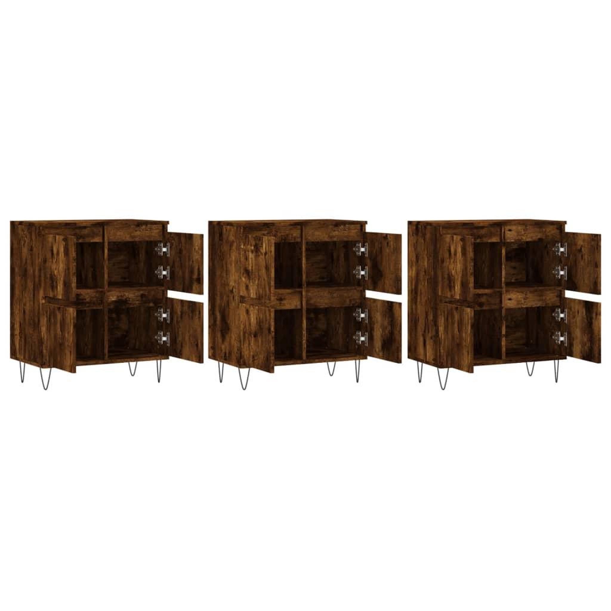 Voir la diapositive 4 : VIDAXL Buffets 3 pcs Chene fume Bois d'ingenierie