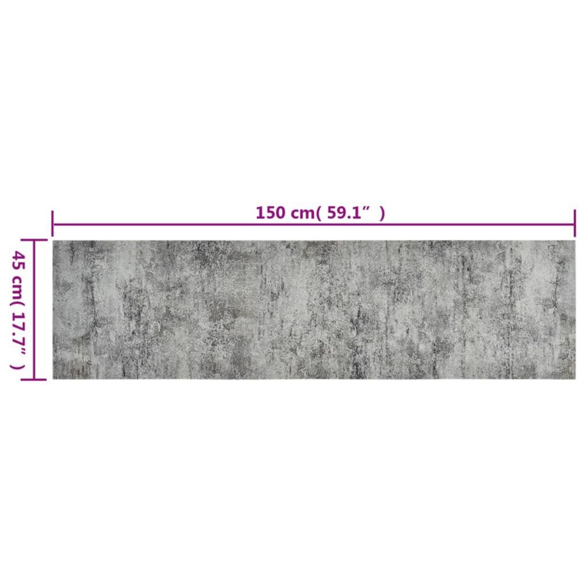 VIDAXL Tapis de cuisine lavable impression beton 45x150 cm velours