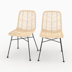 Rendez vous déco Lot de 2 chaises en rotin naturel et pieds en métal noir-Tamara