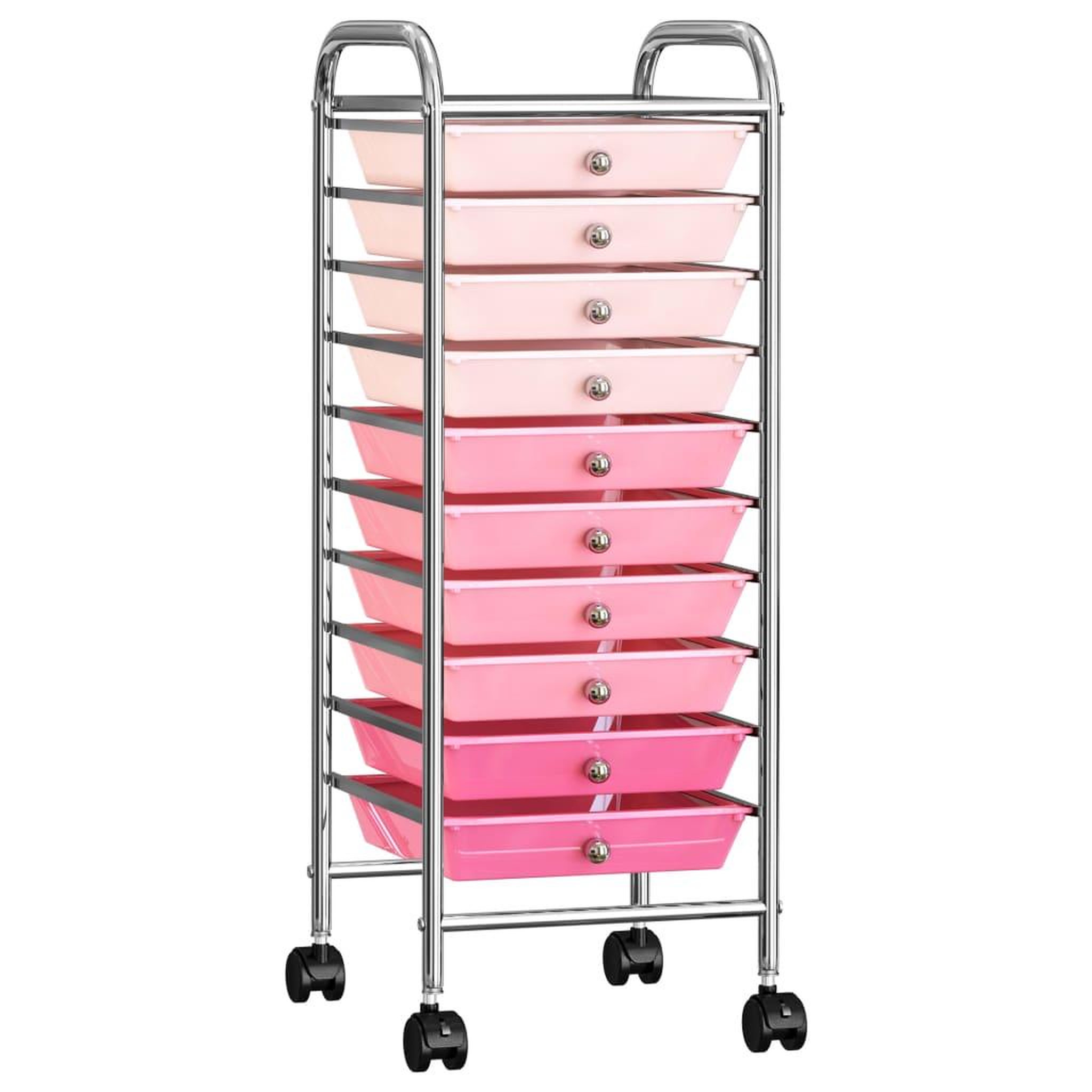 VIDAXL Chariot de rangement mobile a 10 tiroirs Ombre Rose Plastique