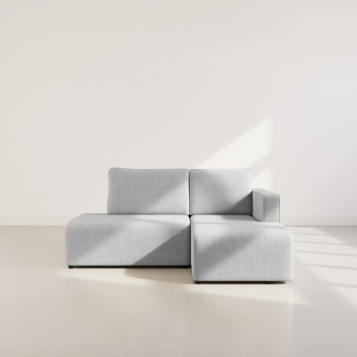 BEST MOBILIER Topaze - canapé d'angle droit 4 places convertible avec coffre en velours côtelé