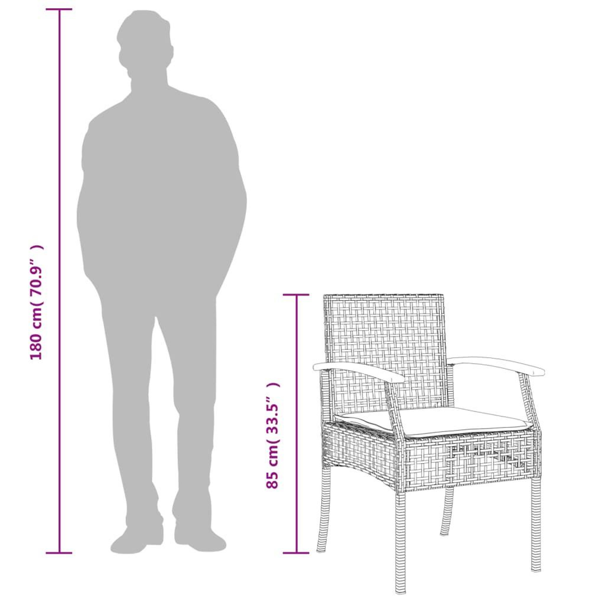 Voir la diapositive 6 : VIDAXL Ensemble de bistro 3 pcs et coussins noir resine tressee acacia