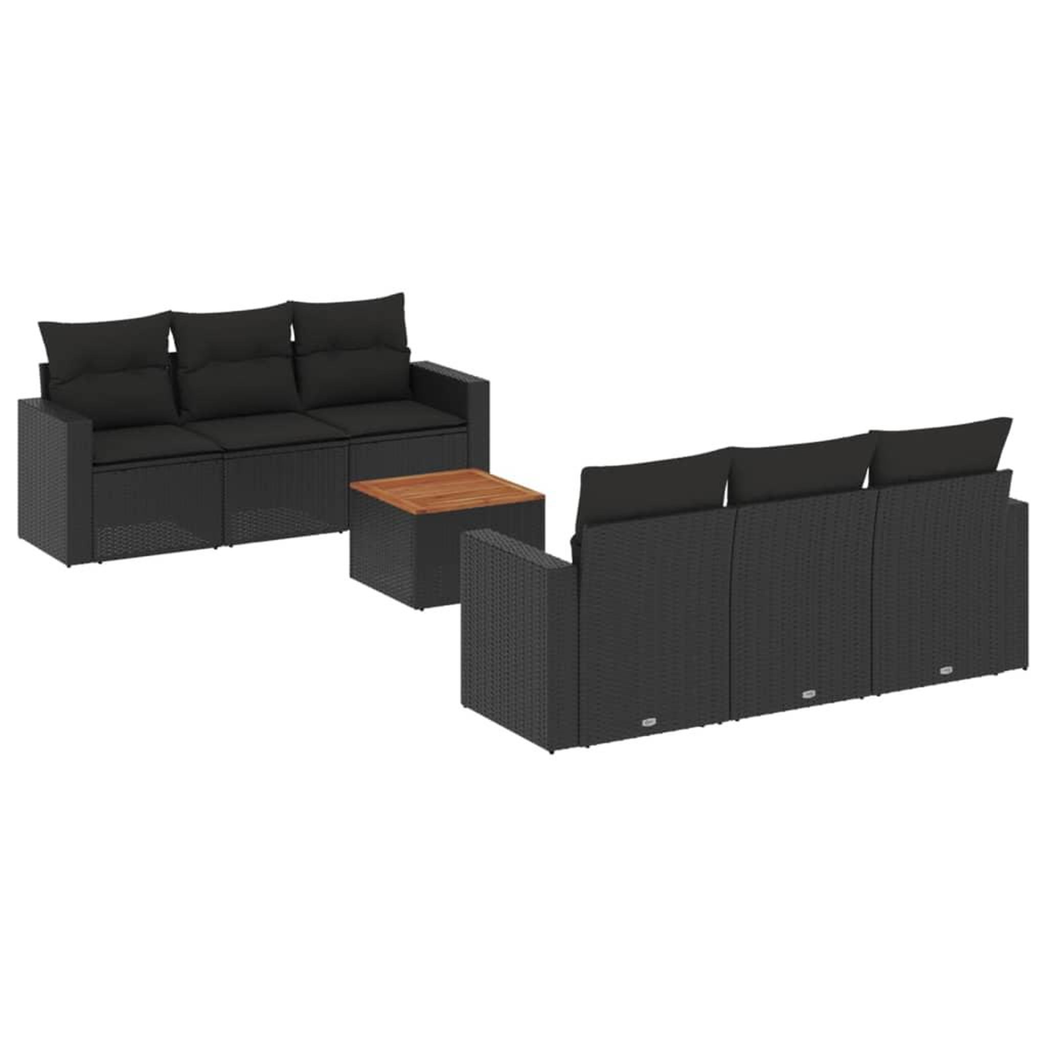 Voir la diapositive 2 : VIDAXL Salon de jardin 7 pcs avec coussins noir resine tressee