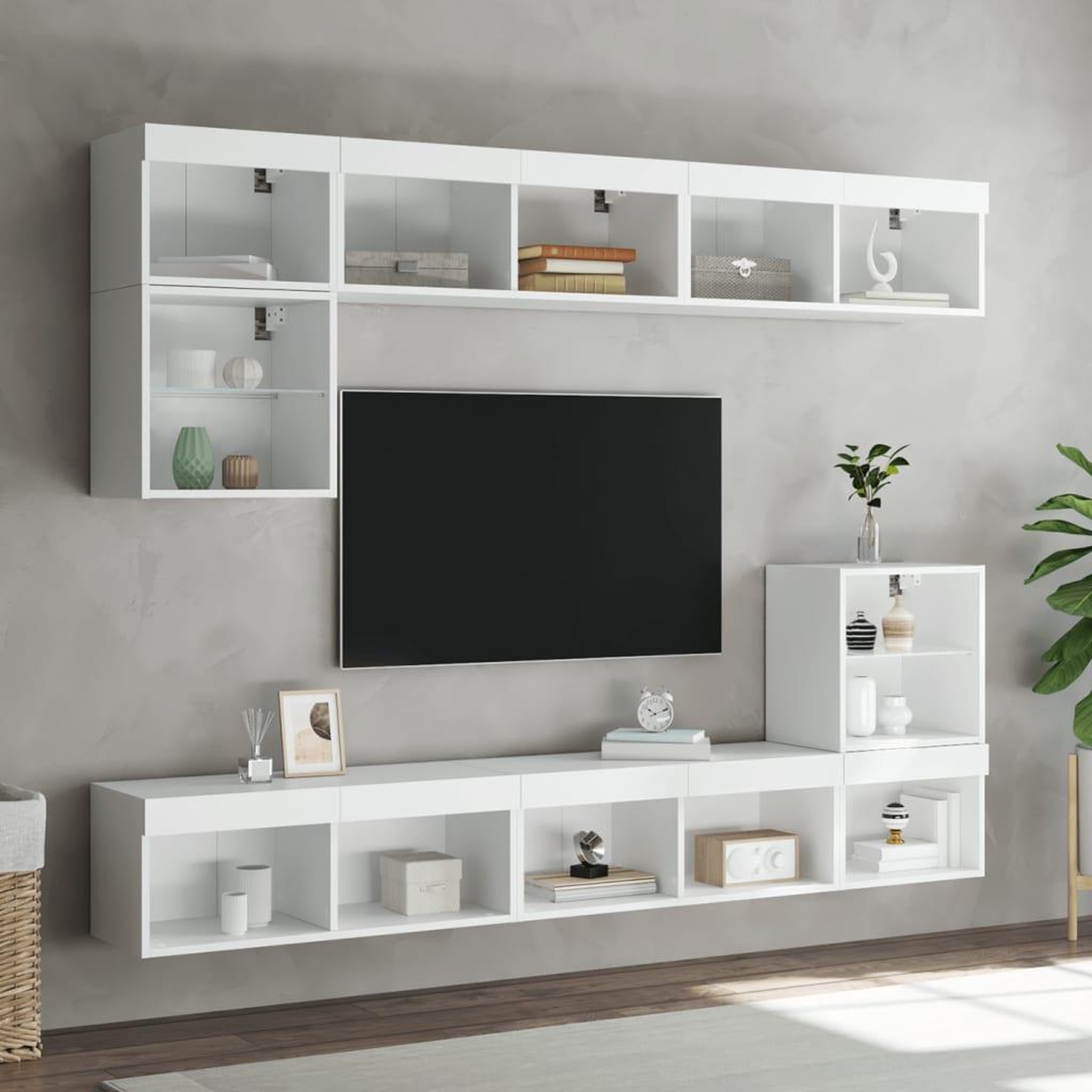 Voir la diapositive 4 : VIDAXL Meuble TV avec lumieres LED blanc 80x30x30 cm