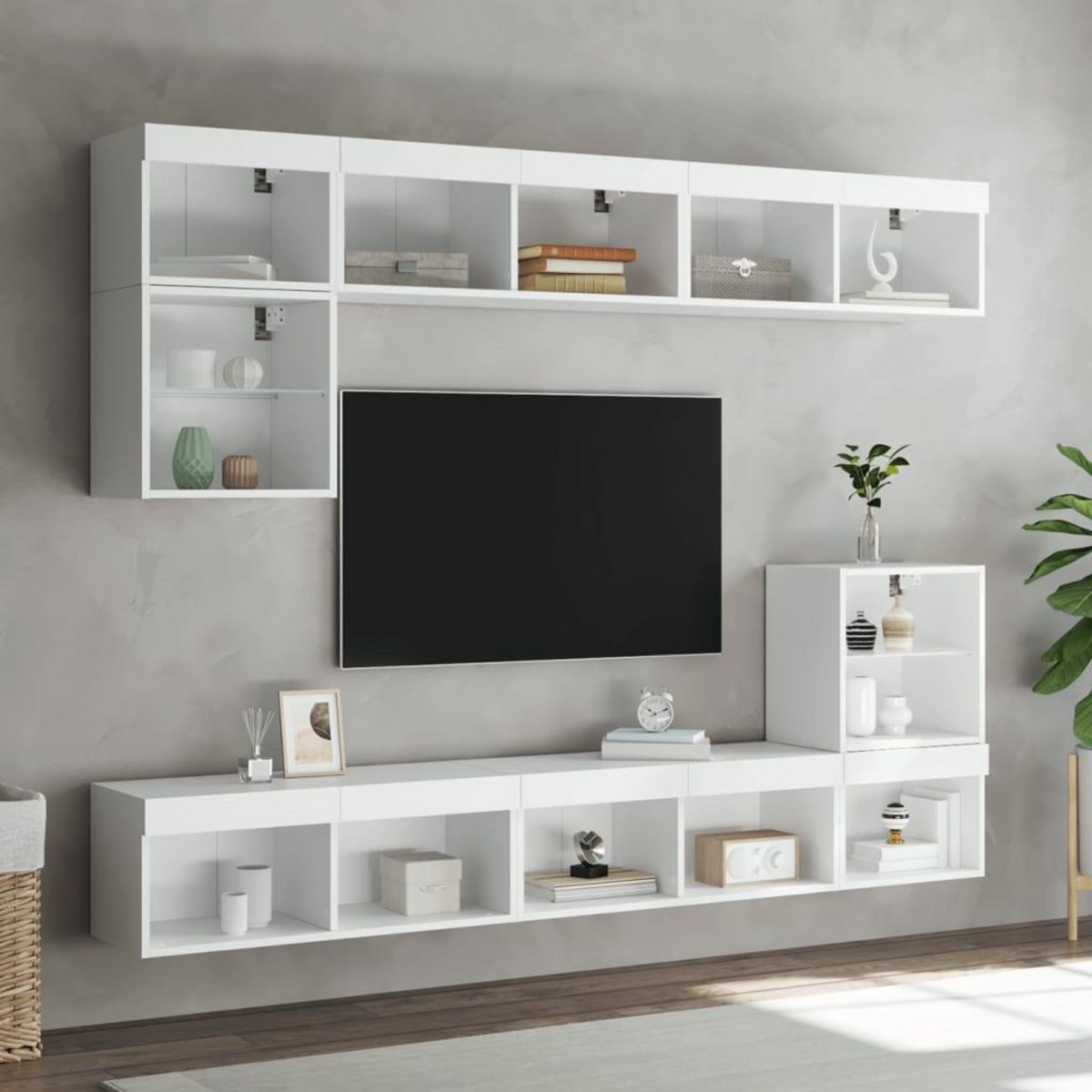 VIDAXL Meuble TV avec lumieres LED blanc 80x30x30 cm