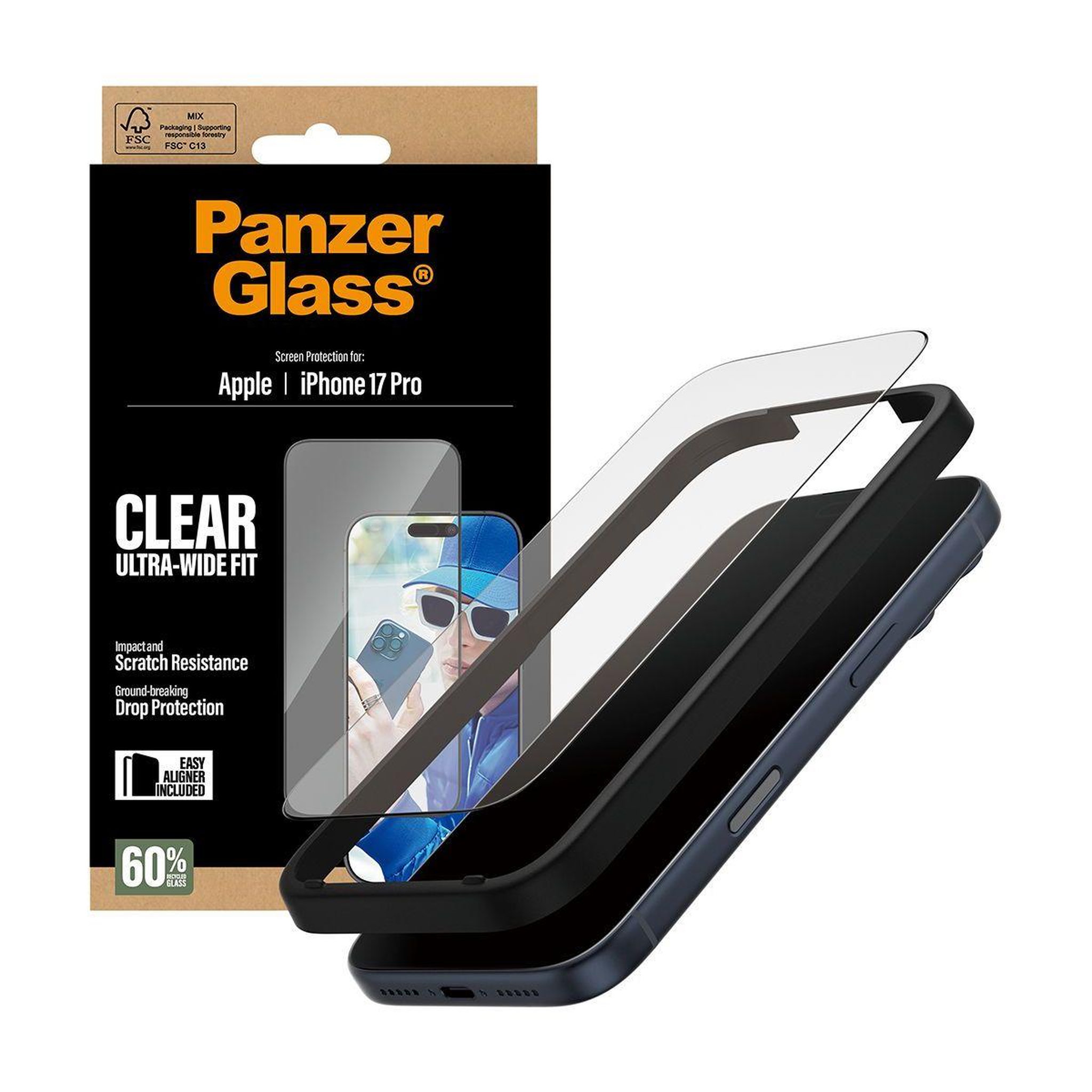 Voir la diapositive 5 : PANZERGLASS Protège écran iphone 17 pro verre trempé uwf