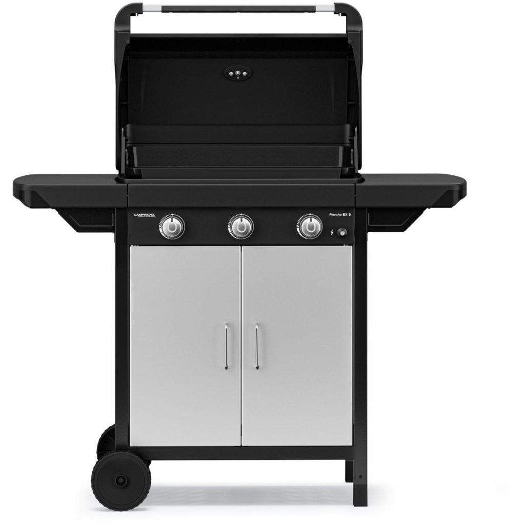 CAMPINGAZ Plancha gaz ex 3 noir 3 brûleurs sur chariot couvercle de cuissson, 60x35 cm