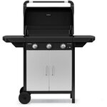 CAMPINGAZ Plancha gaz EX 3 noir 3 brûleurs sur chariot couvercle de cuissson, 60x35 cm