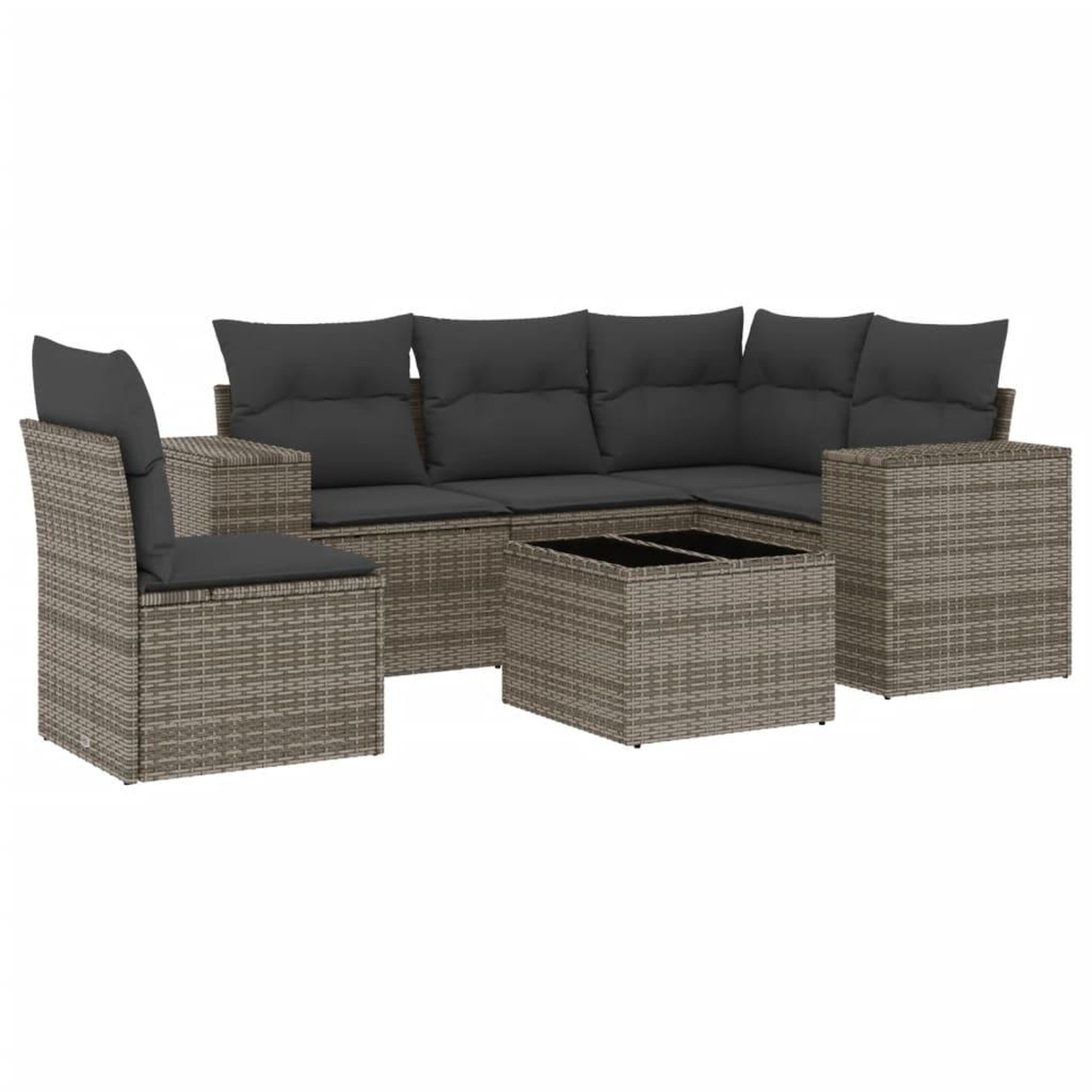 Voir la diapositive 2 : VIDAXL Salon de jardin 6 pcs avec coussins gris resine tressee