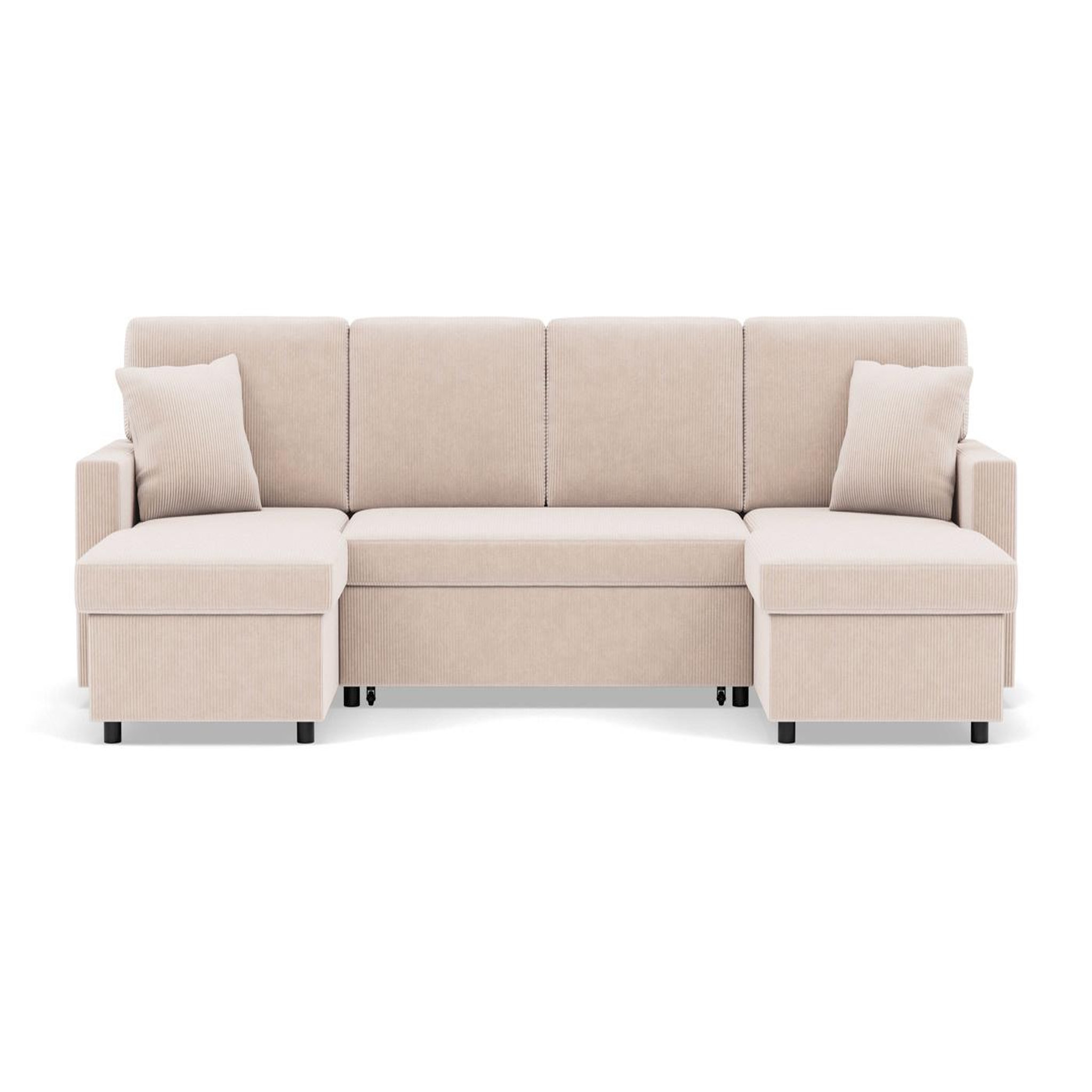 Voir la diapositive 1 : BEST MOBILIER Meiya - canapé panoramique en u 7 places convertible avec coffre en velours côtelé