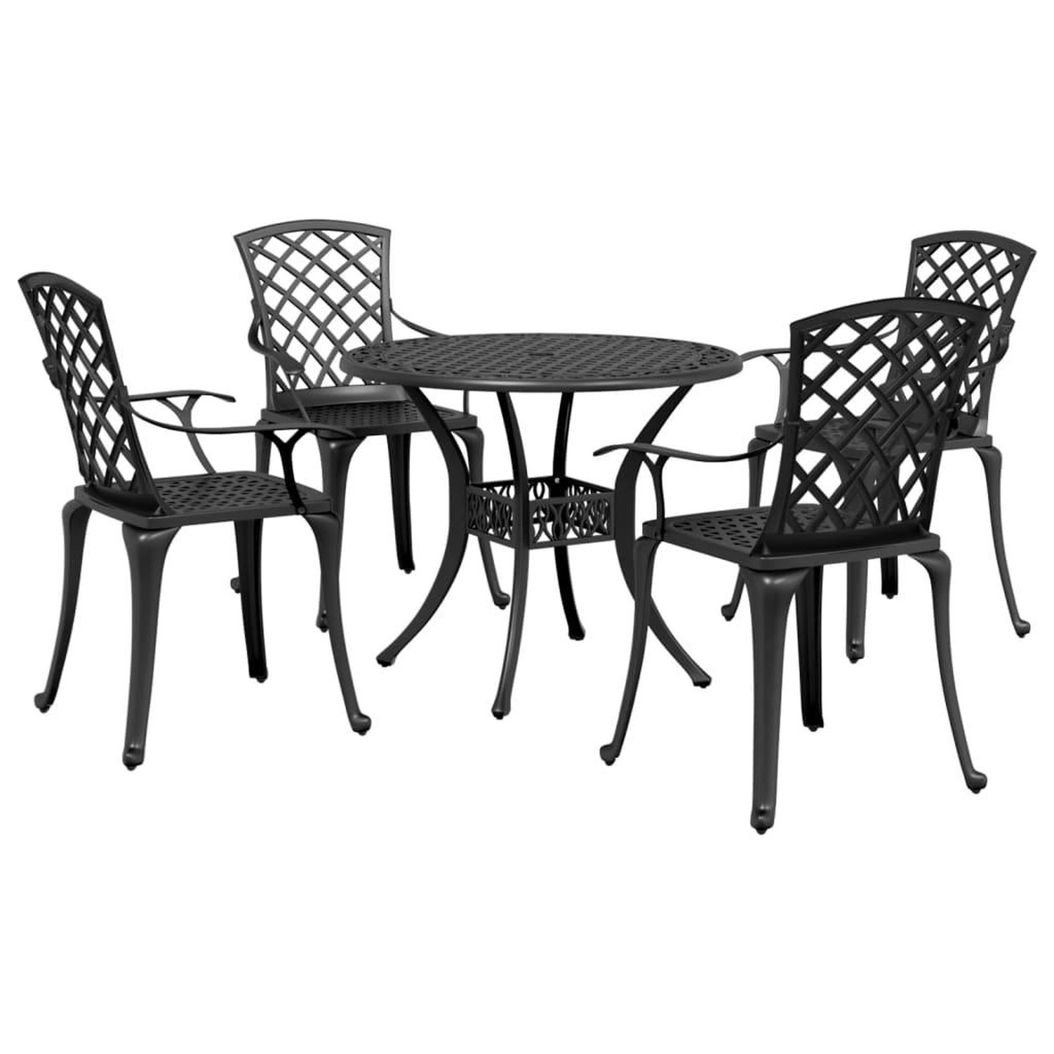 VIDAXL Ensemble a manger de jardin 5 pcs noir aluminium coule