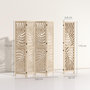 Voir la diapositive 3 : HOMCOM Paravent interieur 4 panneaux style exotique - séparateur pliable ajustable 2 parties - bois ajouré feuilles