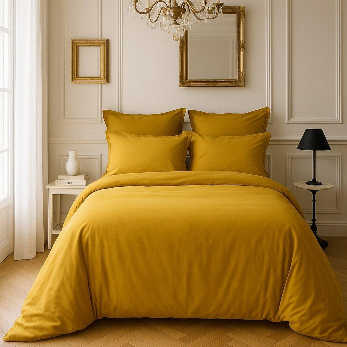 BATON ROUGE Housse de couette 100% satin de coton 105 fils uni