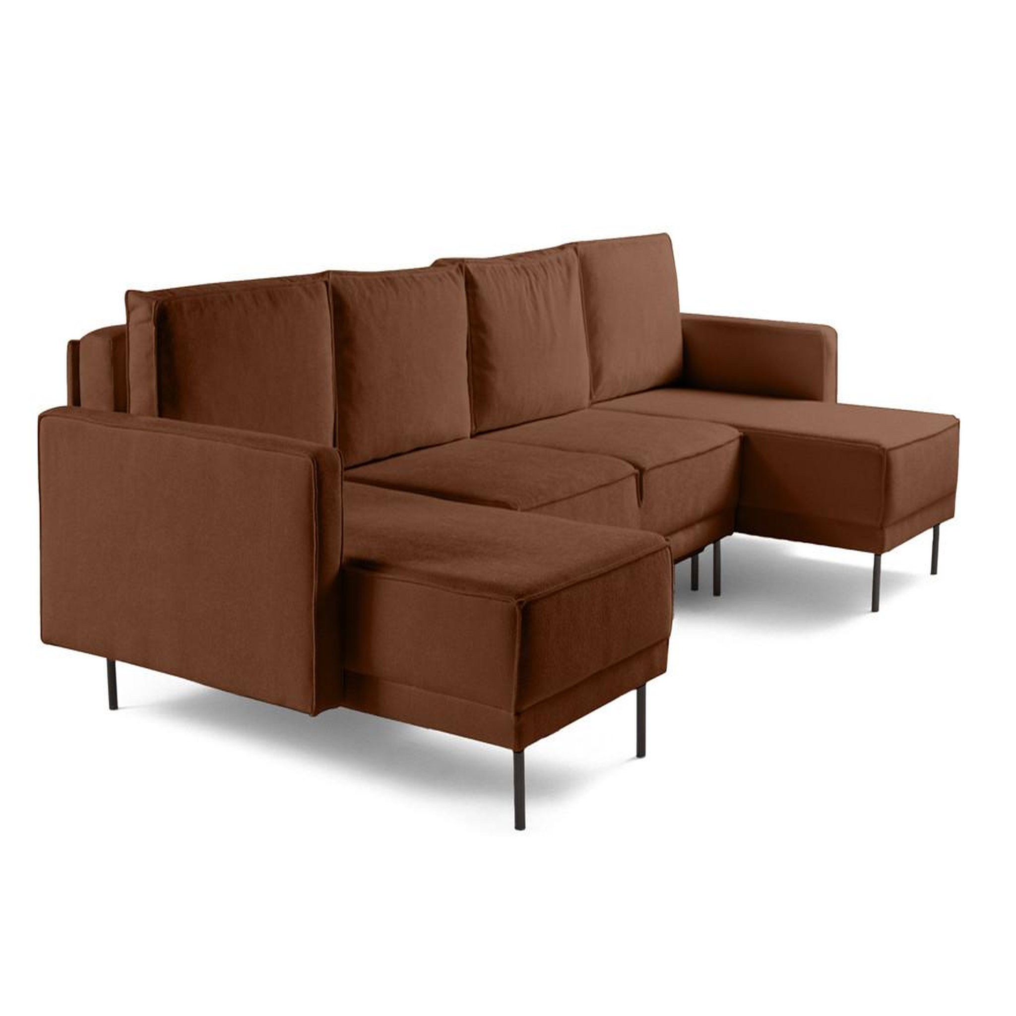Voir la diapositive 4 : LISA DESIGN Charlie - canapé panoramique en u 7 places - convertible avec coffre - en tissu