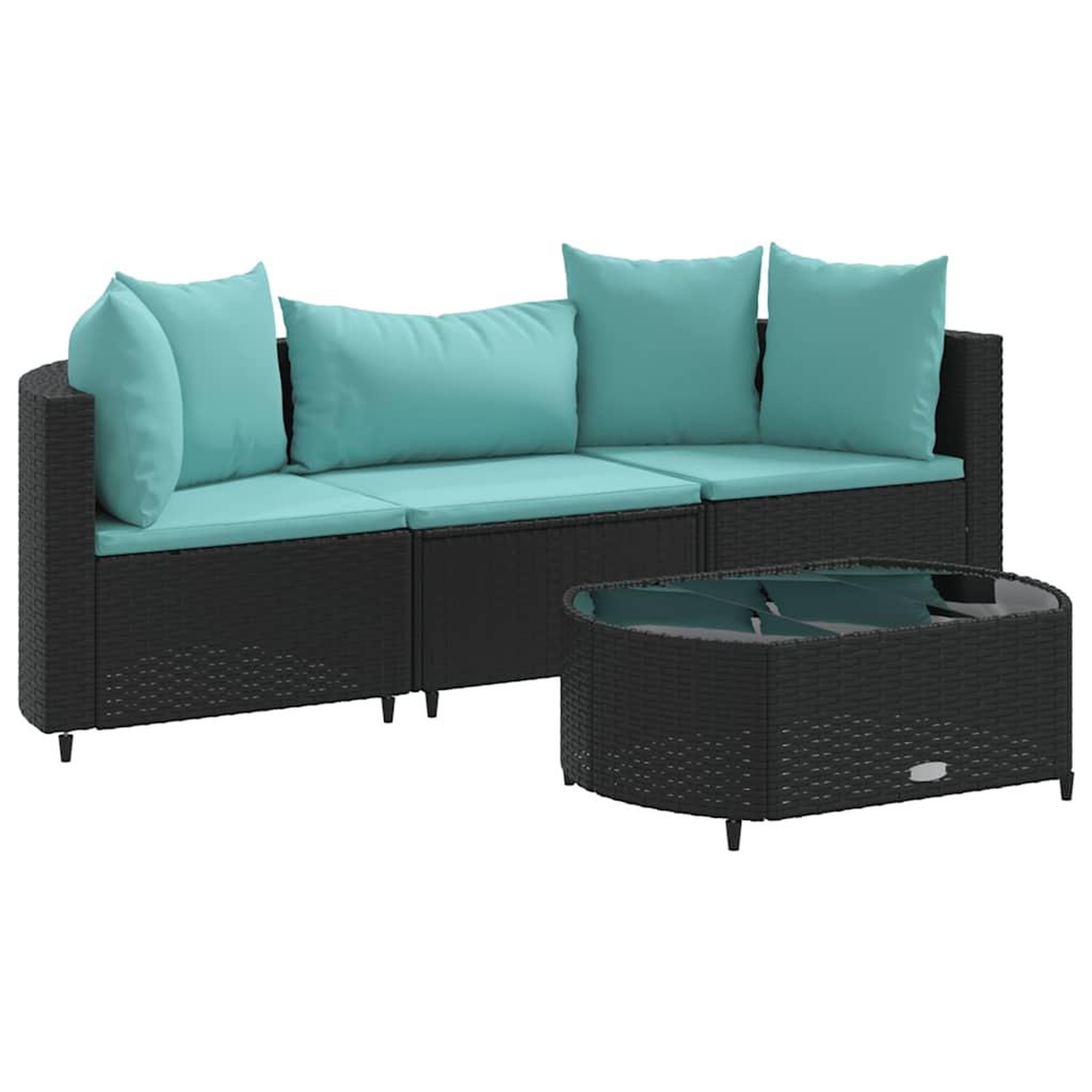 Voir la diapositive 2 : VIDAXL Salon de jardin 4 pcs avec coussins noir resine tressee
