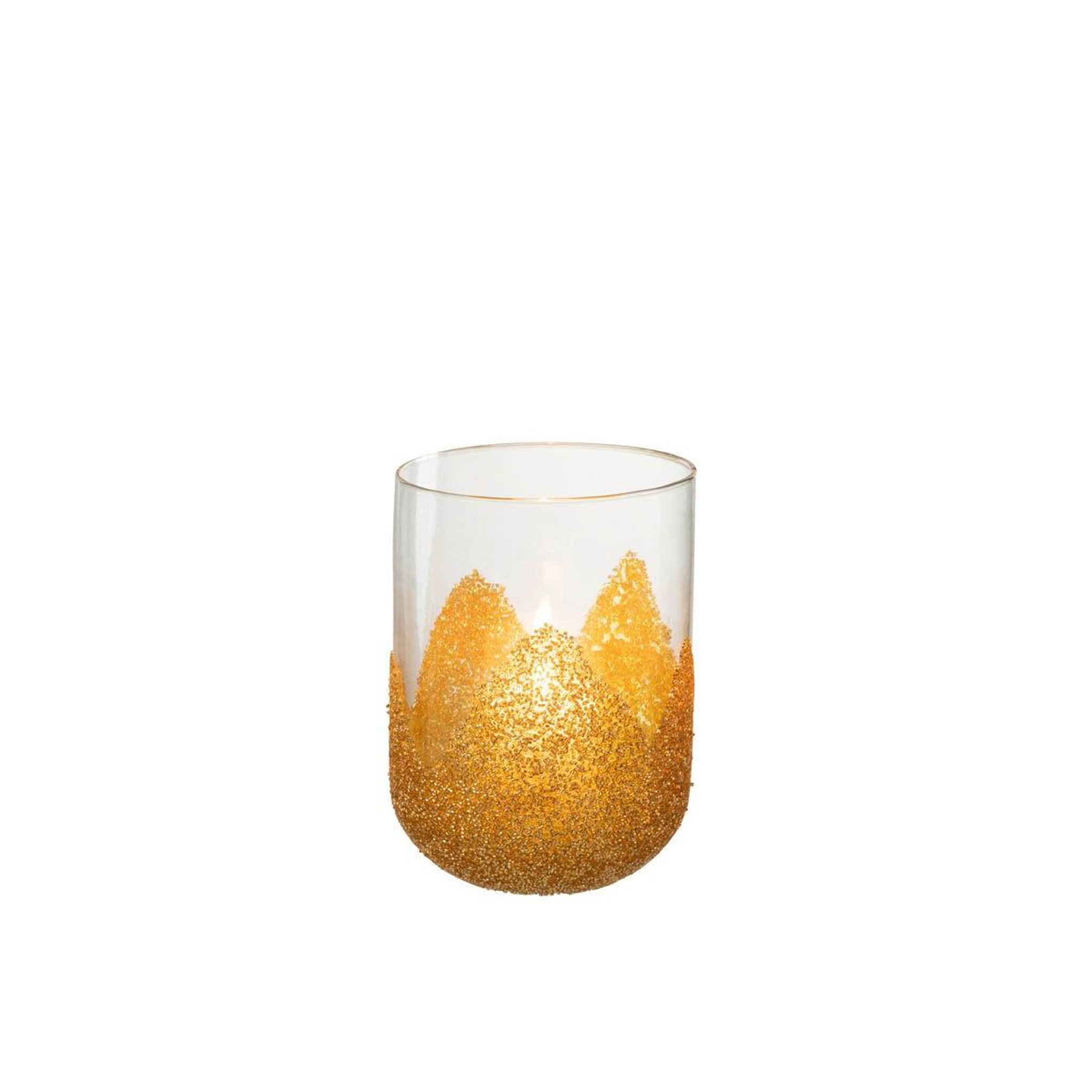 Voir la diapositive 2 : J-LINE Photophore déco en verre  strass  18cm or