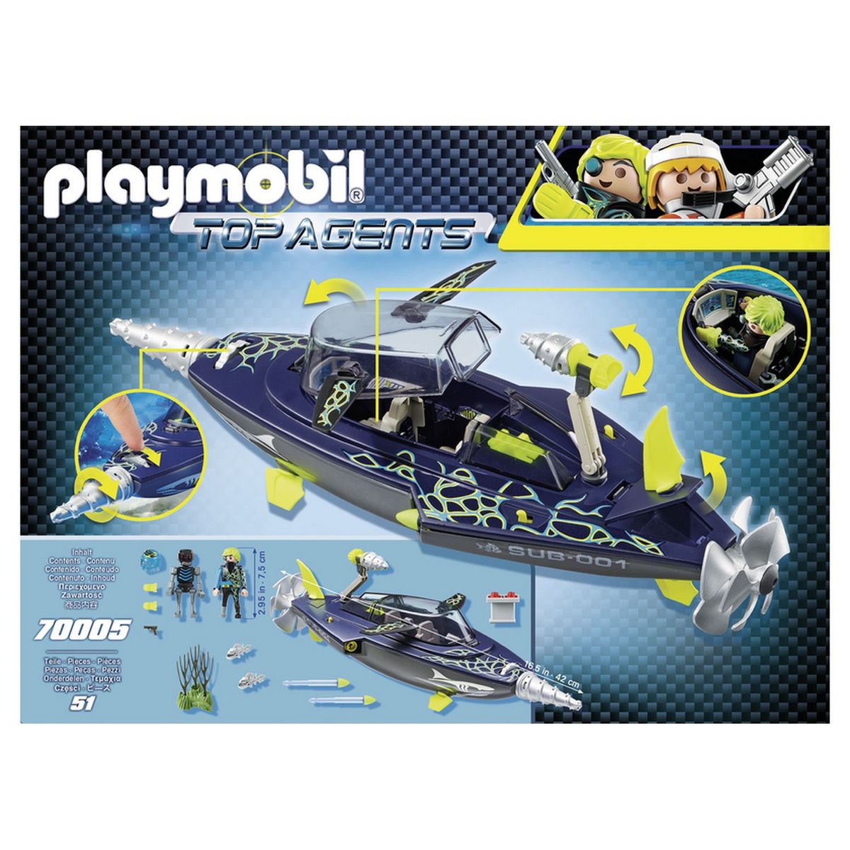PLAYMOBIL 70005 - Top Agents - Sous-marin d'attaque S.H.A.R.K Team