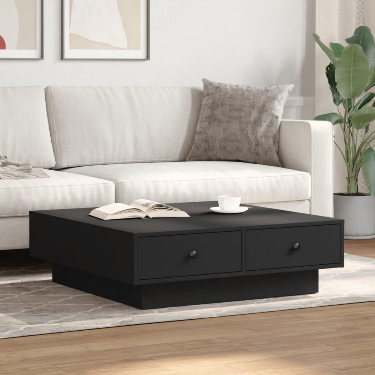 VIDAXL Table basse Noir 90x90x28 cm Agglomere