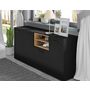 Voir la diapositive 4 : BEST MOBILIER Leolio - buffet bas - noir et effet bois - 151 cm