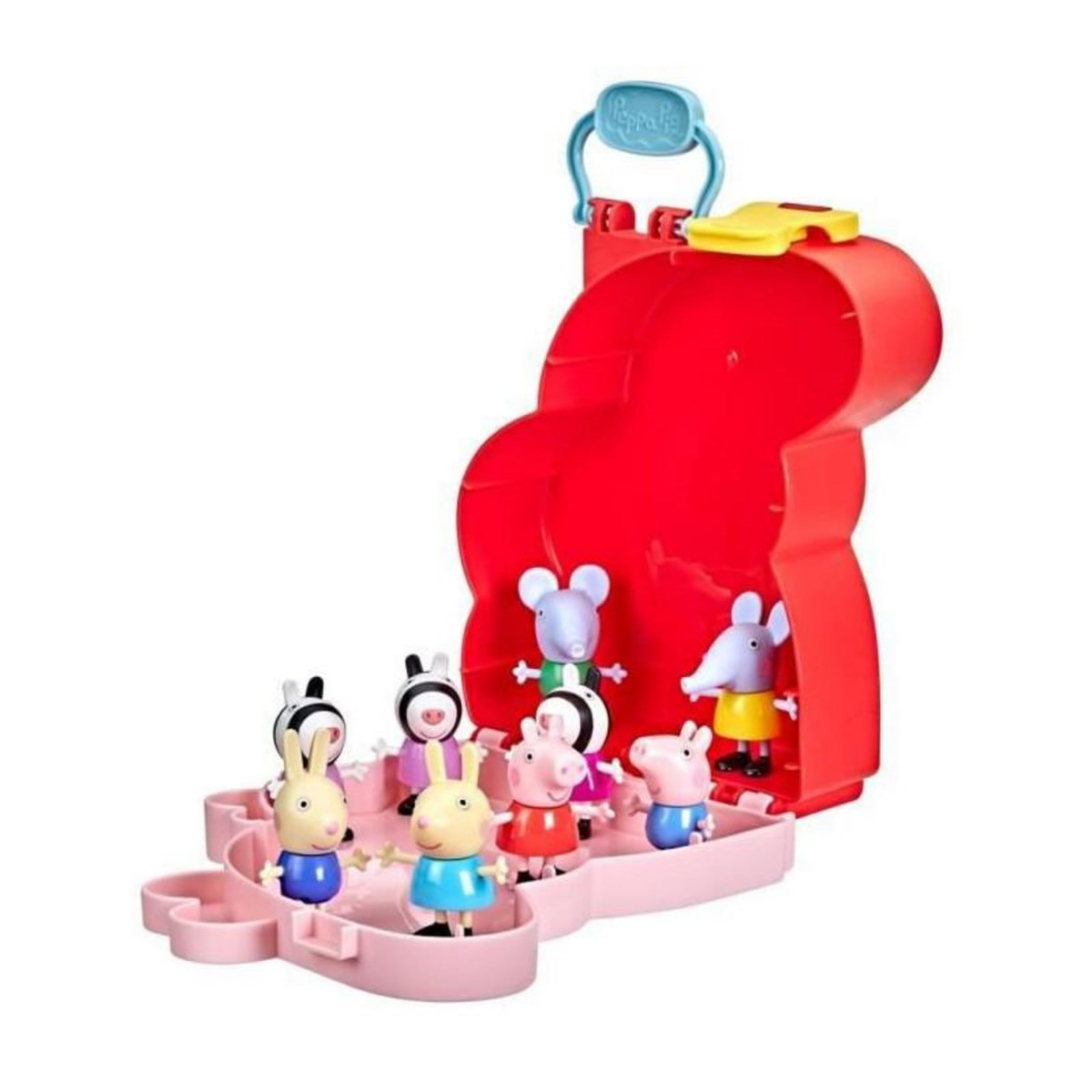 Peppa Pig Peppa Pig Peppa's Adventures Mallette Peppa, George et leurs amis, jouet préscolaire, 9 figurines avec les soeurs Zebra