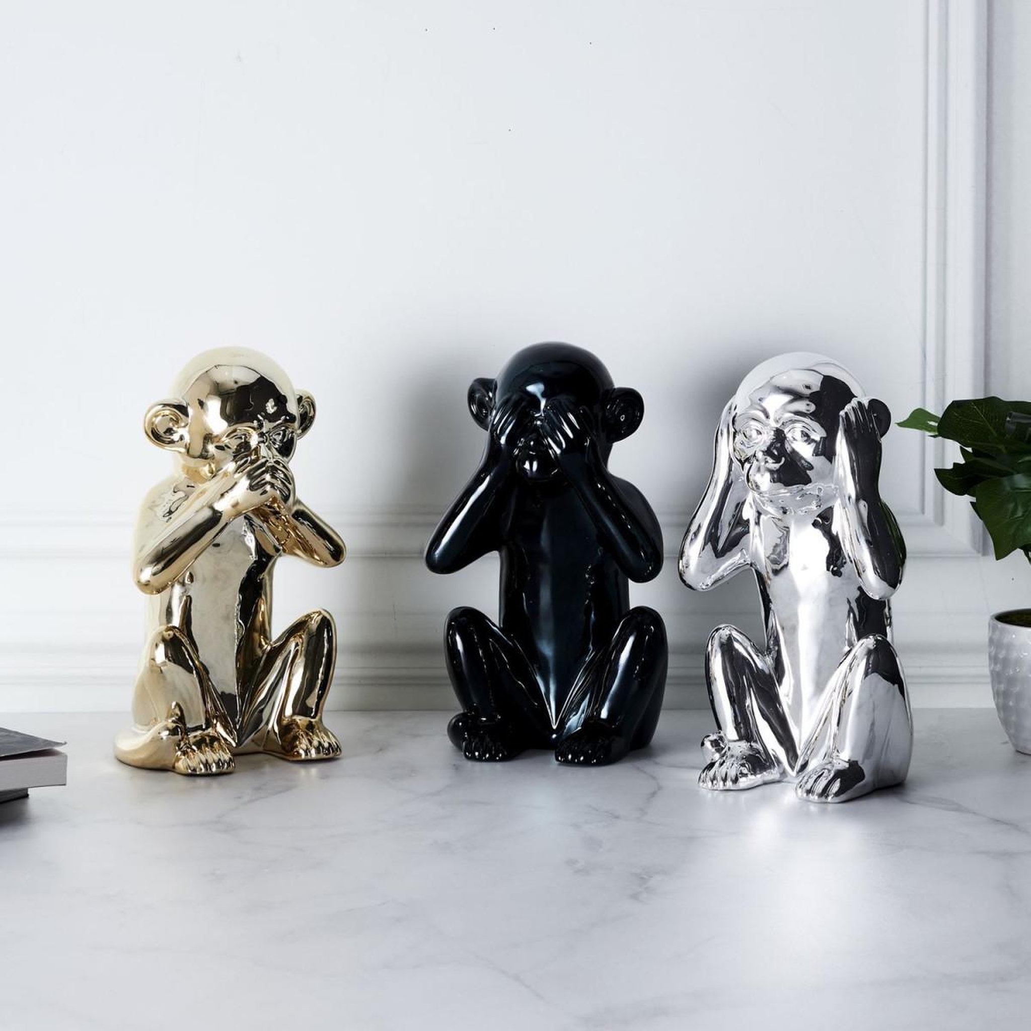 Voir la diapositive 5 : The Home Deco Factory Statuette déco  singe  28cm noir