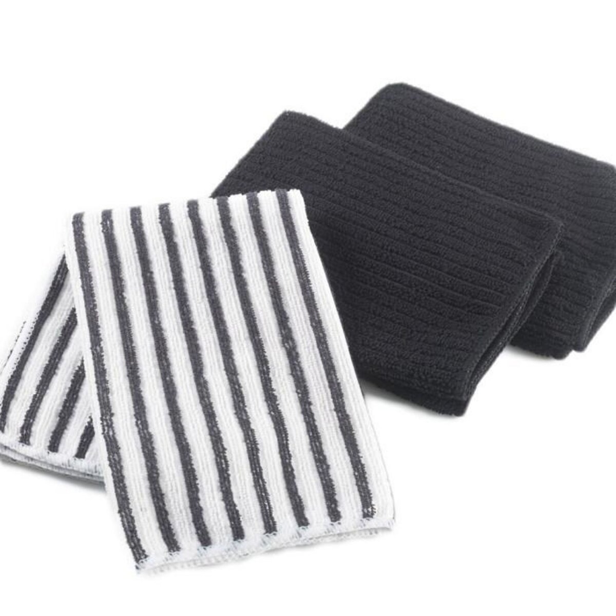 Paris Prix Lot de 3 Torchons Microfibre  Cuistot  40cm Noir