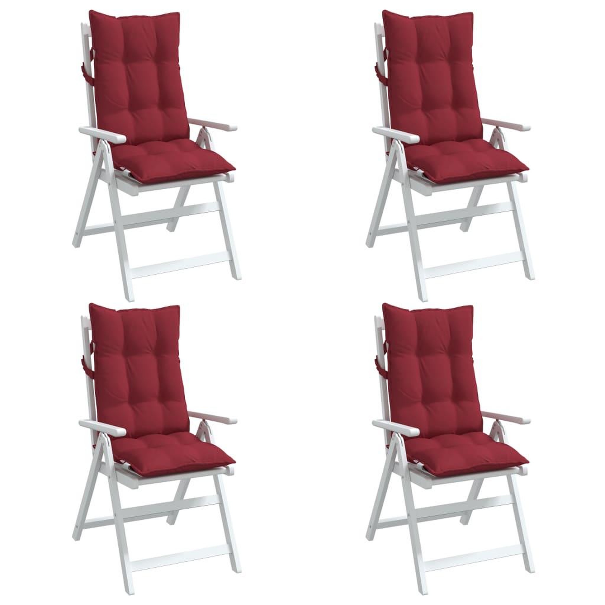 Voir la diapositive 4 : VIDAXL Coussins de chaise a dossier haut lot de 4 rouge bordeaux