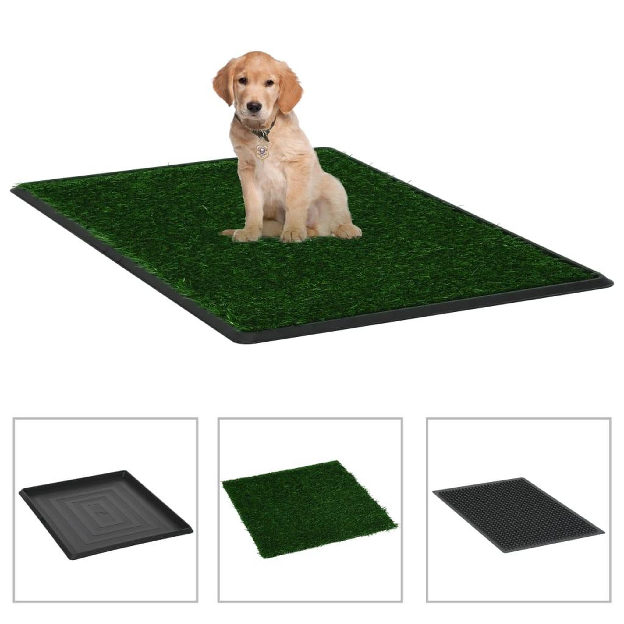 Voir la diapositive 1 : VIDAXL Toilette pour animaux avec plateau et gazon artificiel Vert WC