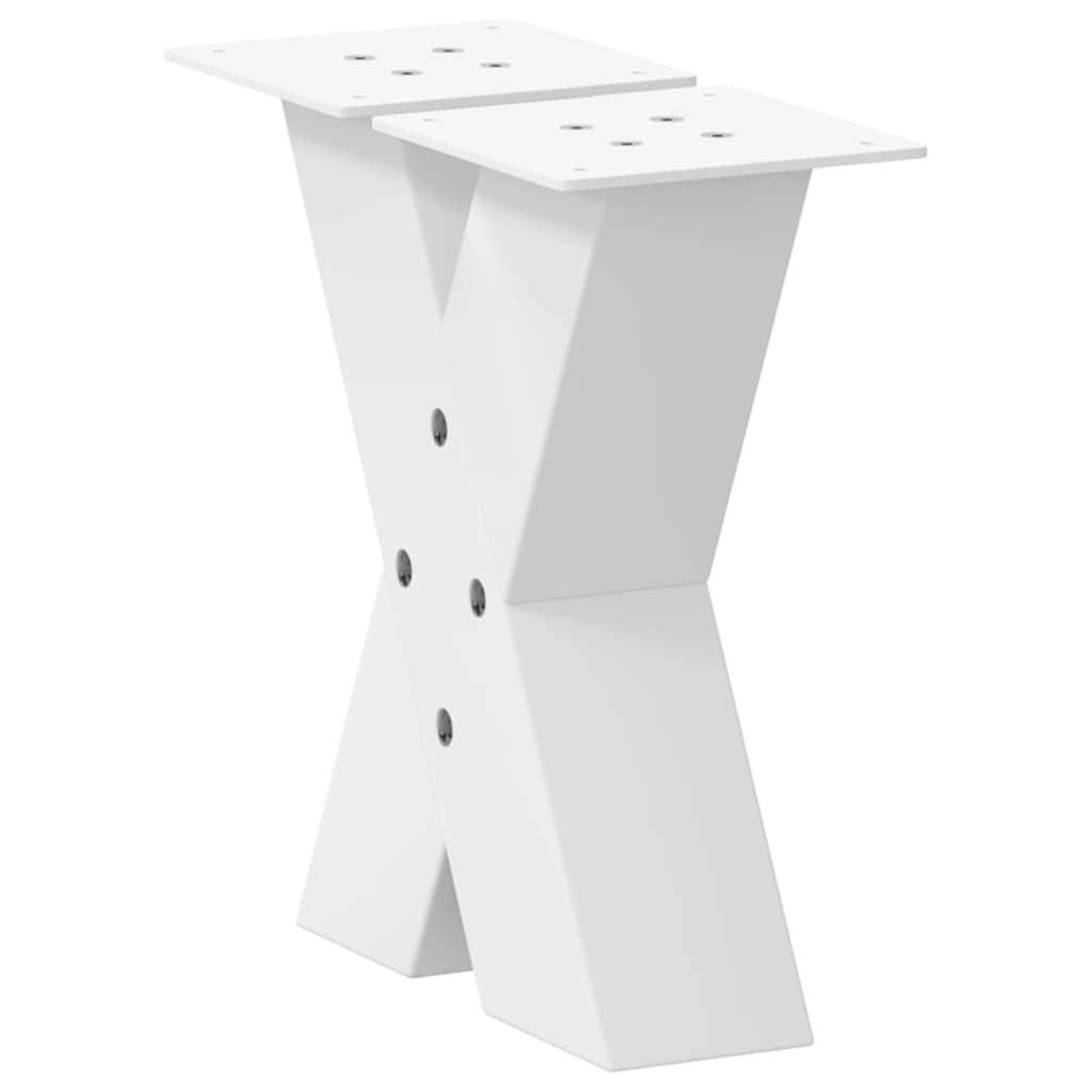 Voir la diapositive 4 : VIDAXL Pieds de table basse forme de X 2 pcs blanc 30x(30-31) cm acier