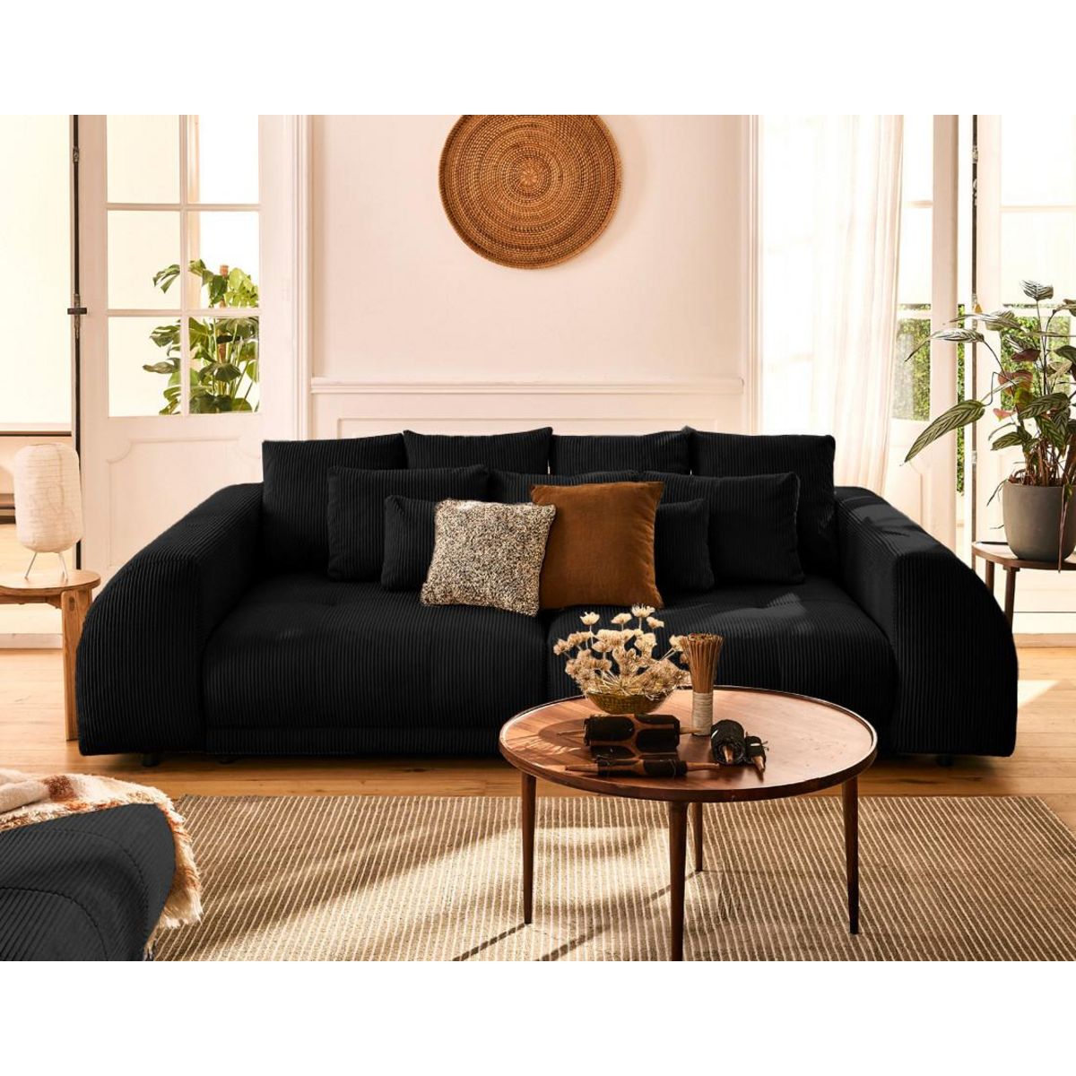 LISA DESIGN Amadora - canapé droit 4 places en velours côtelé