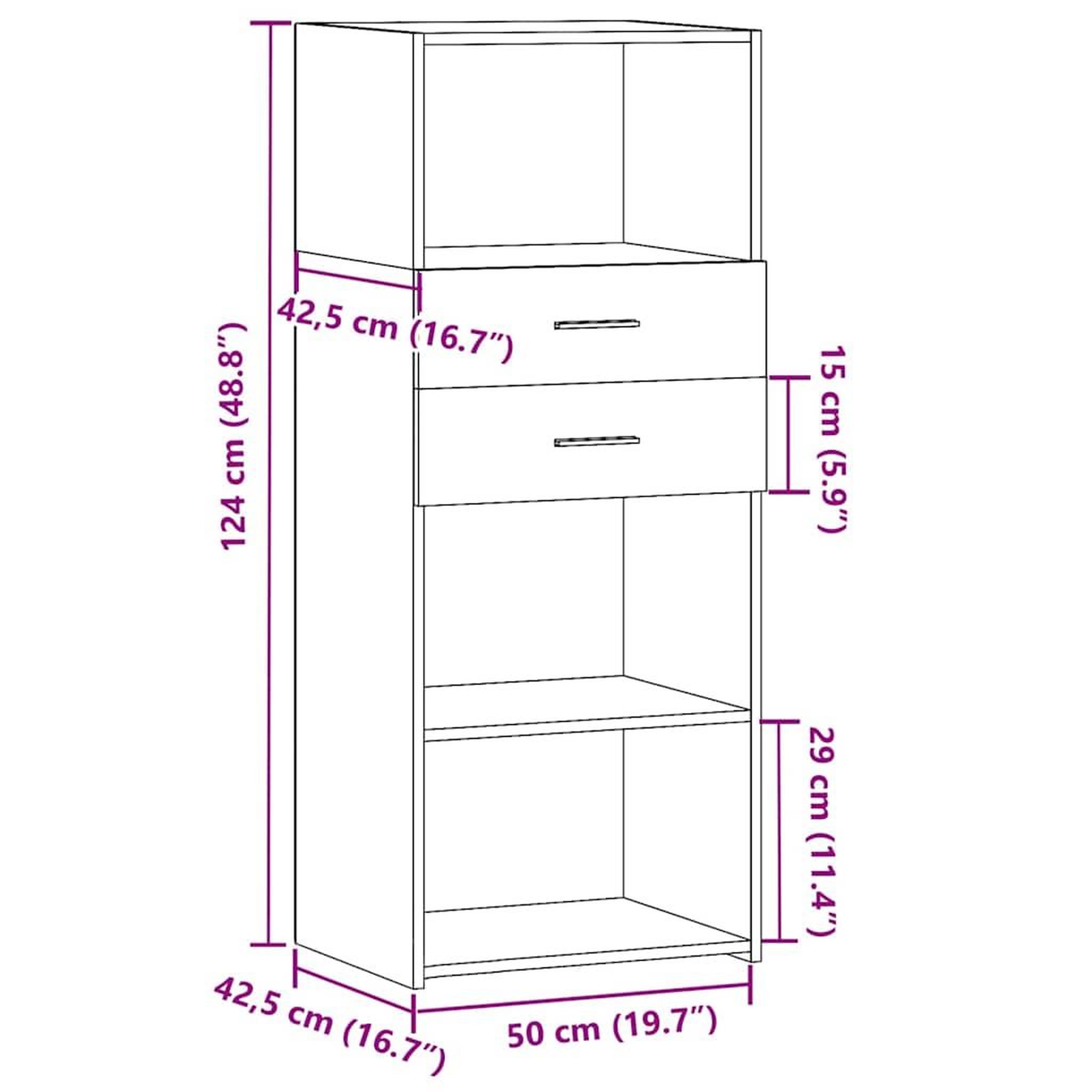 Voir la diapositive 6 : VIDAXL Buffet haut noir 50x42,5x124 cm bois d'ingenierie