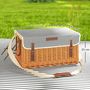 Voir la diapositive 3 : OUTSUNNY Panier de pique-nique en osier ensemble panier pique-nique 4 personnes avec petite table et accessoires