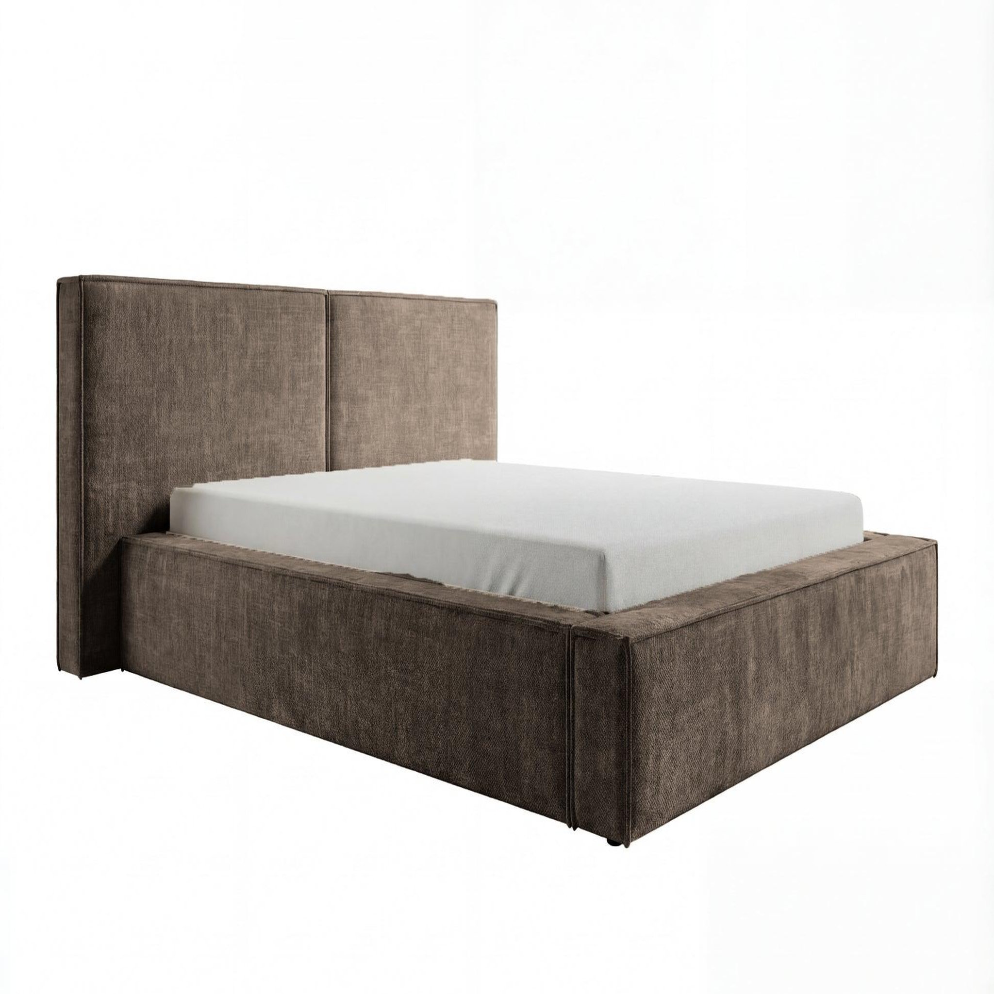 CASANOVA PARIS Celia - lit coffre tissu velours marron. Coloris disponibles : Marron