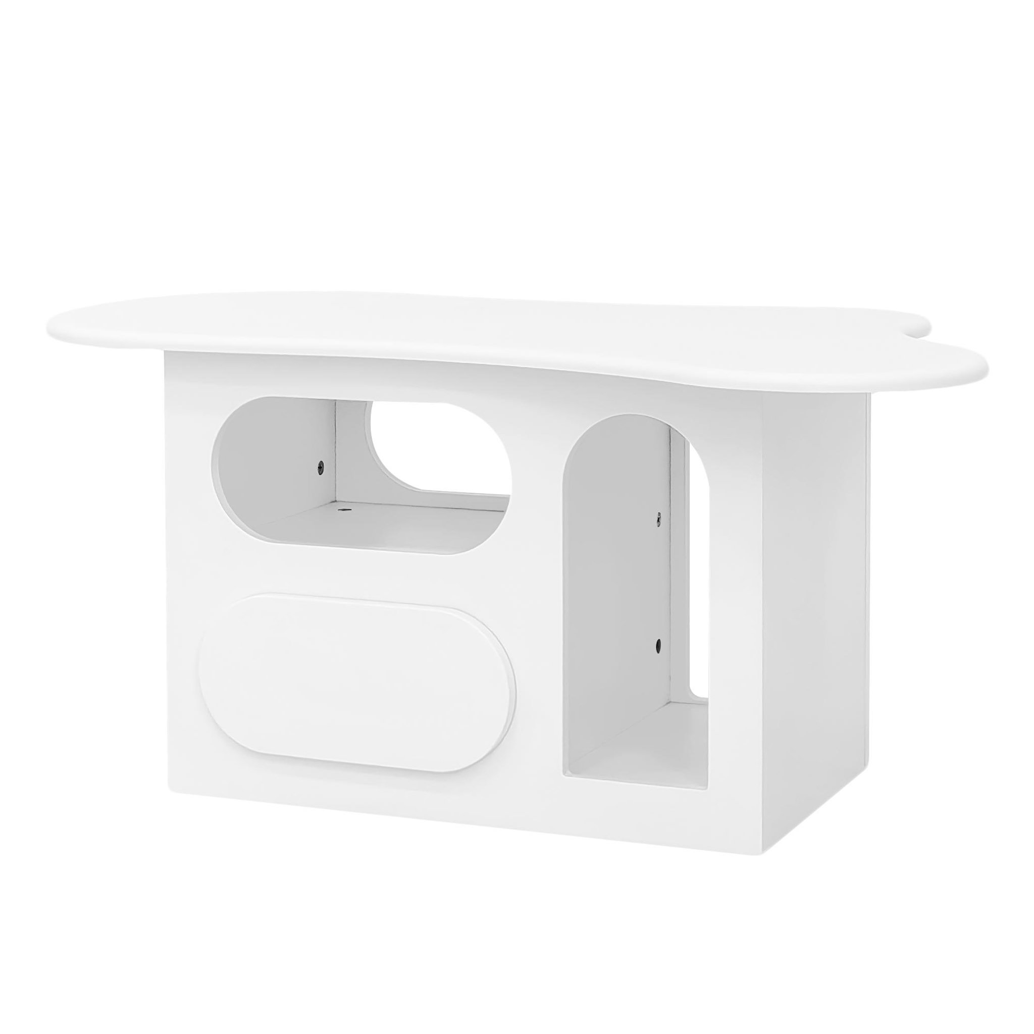 MERAX Table basse forme atypique blanc - 45x97 cm panneaux de particules