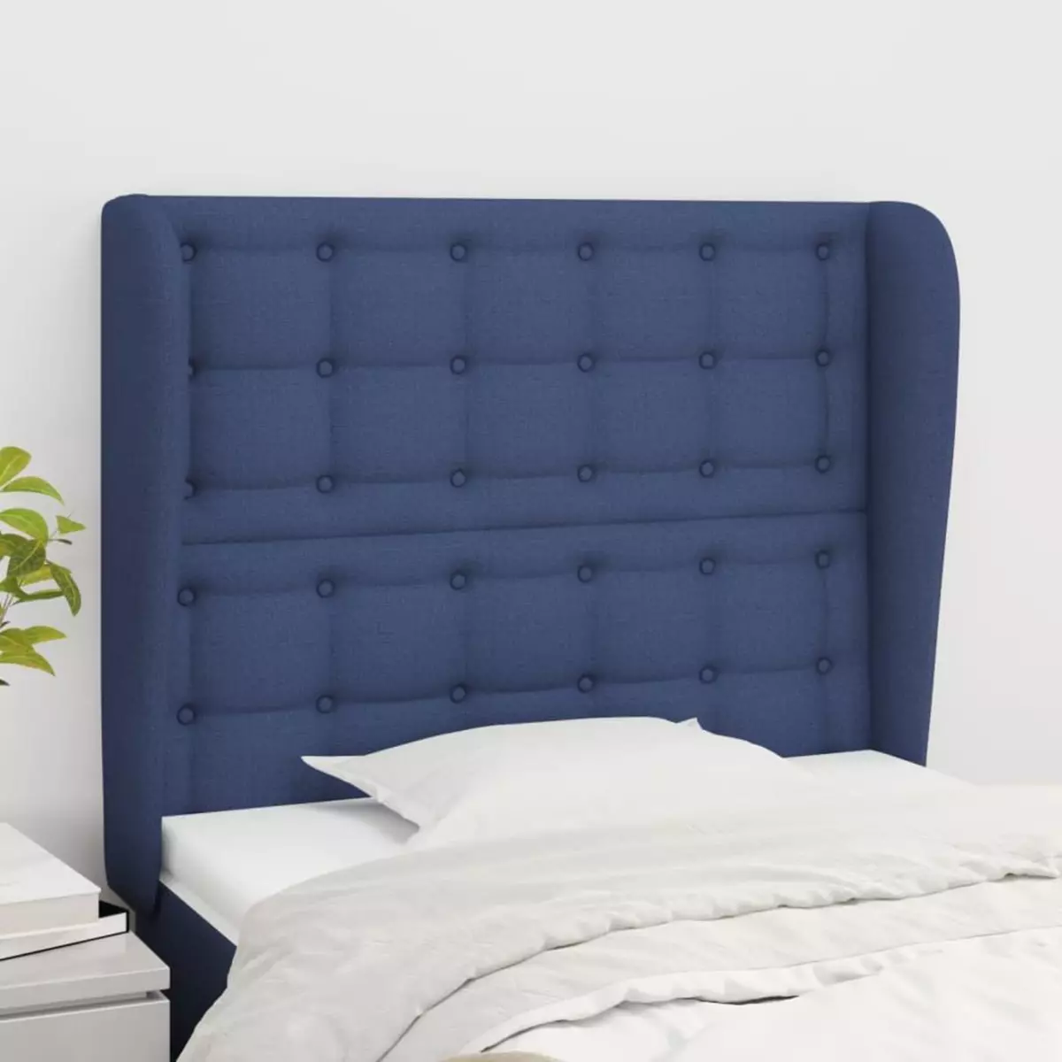 VIDAXL Tete de lit avec oreilles Bleu 83x23x118/128 cm Tissu