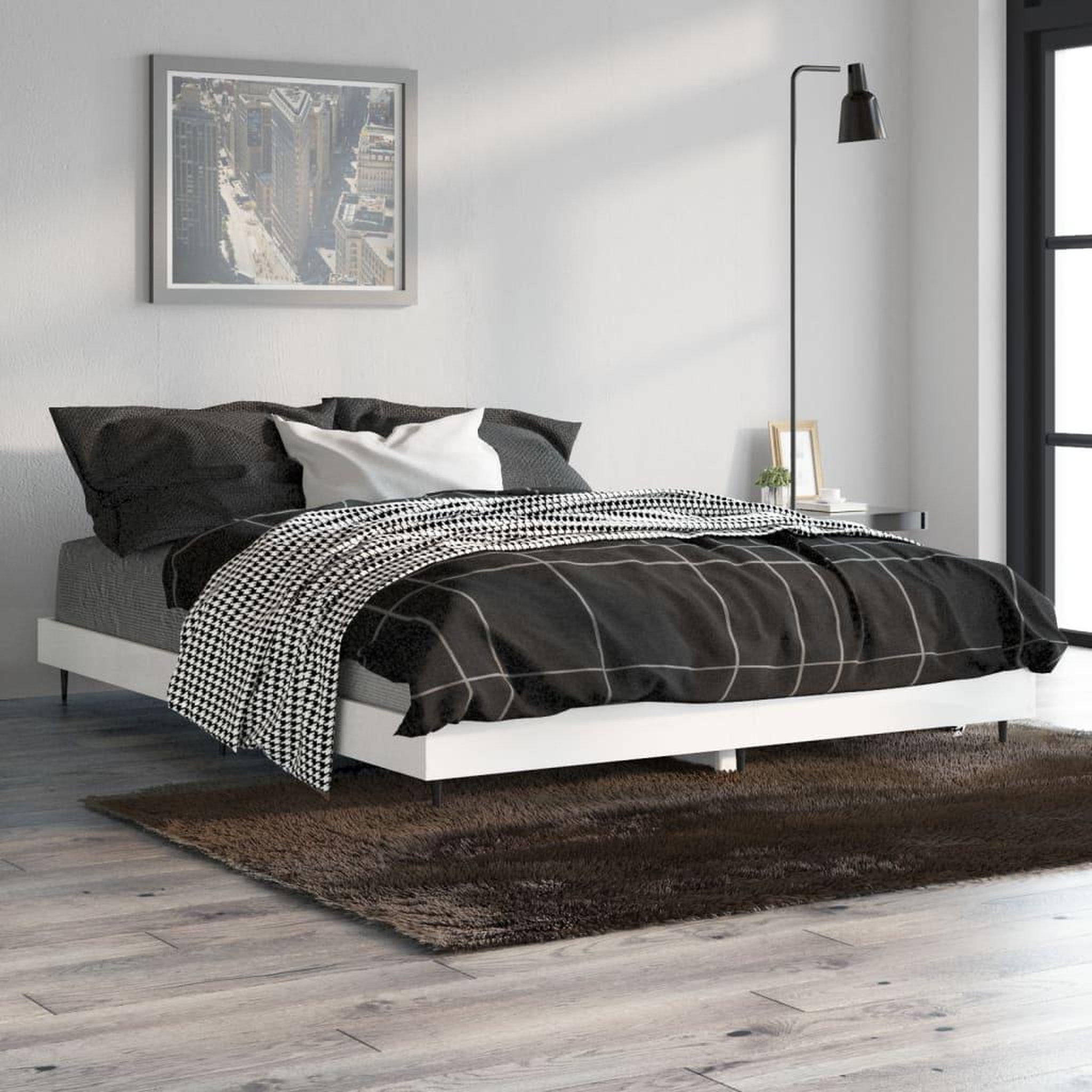 Voir la diapositive 4 : VIDAXL Cadre de lit sans matelas blanc brillant 135x190 cm