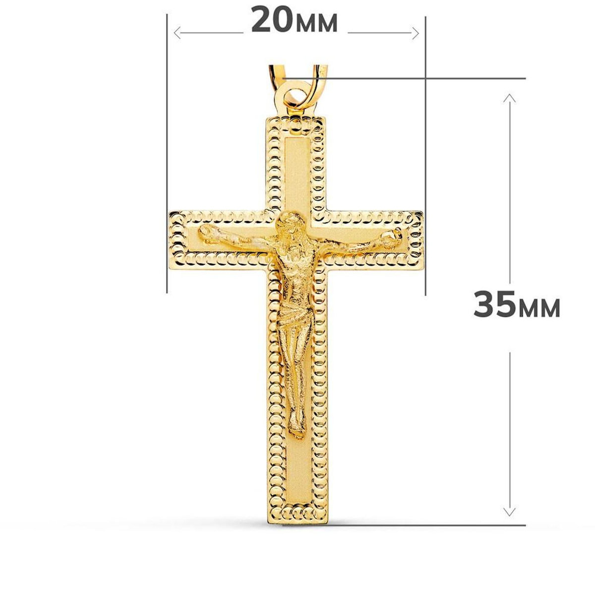 L'ATELIER D'AZUR Pendentif  - Médaille Christ sur la Croix Or 18 Carats 750 Jaune - Chaine Offerte