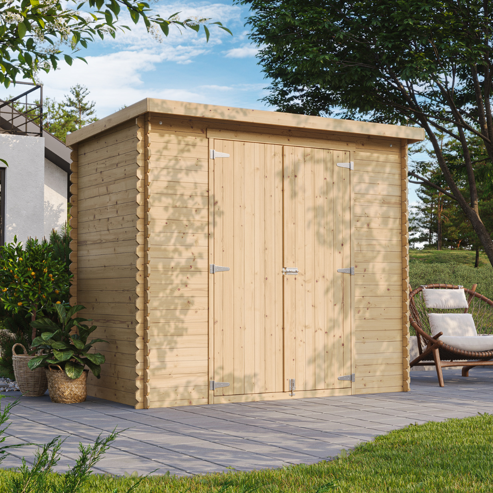 Voir la diapositive 4 : TIMBELA Abri de Jardin En Bois 2,63 m², Cabane de Jardin, Portes à Deux Battants, Sans Plancher M310C1